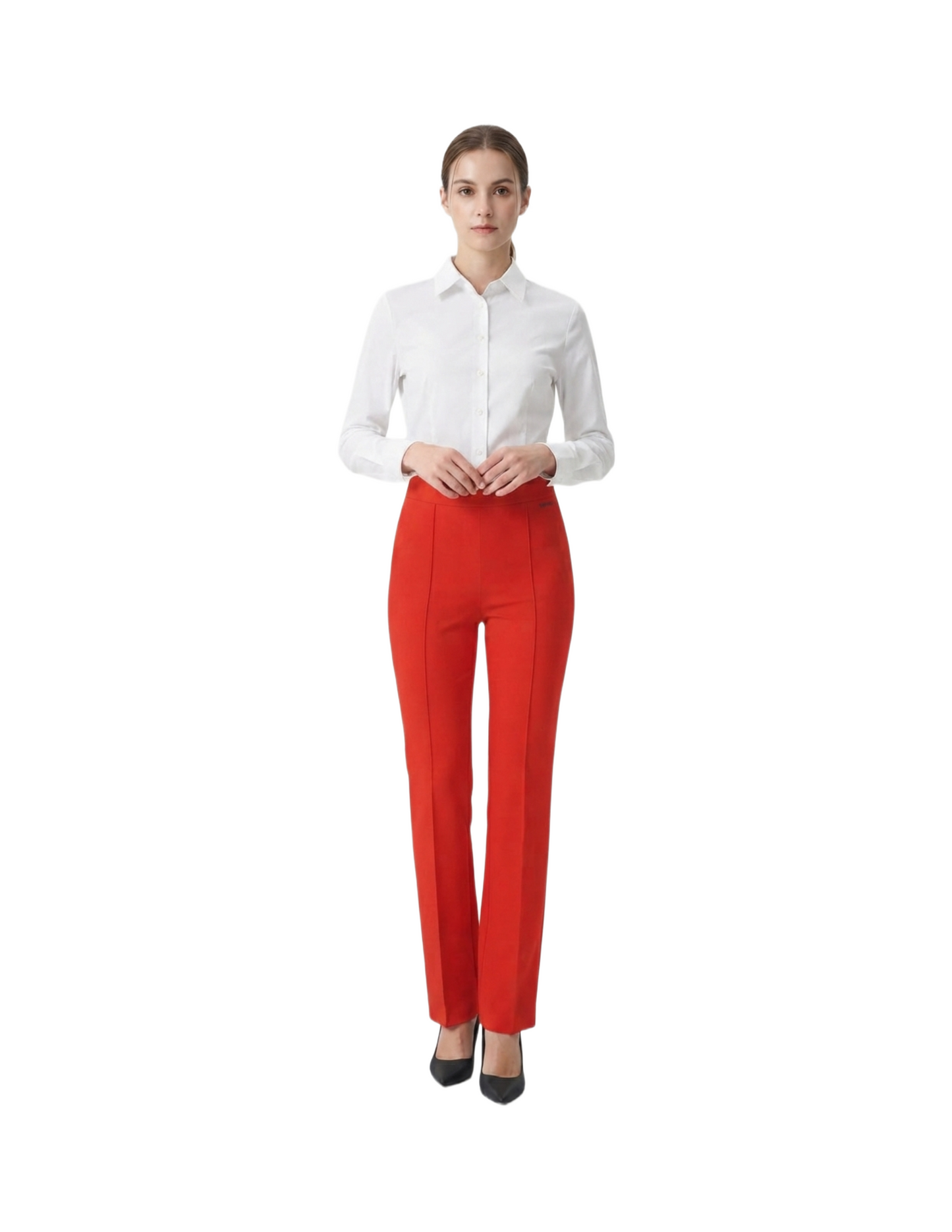 Pantalón rojo de vestir con pretina para cinto