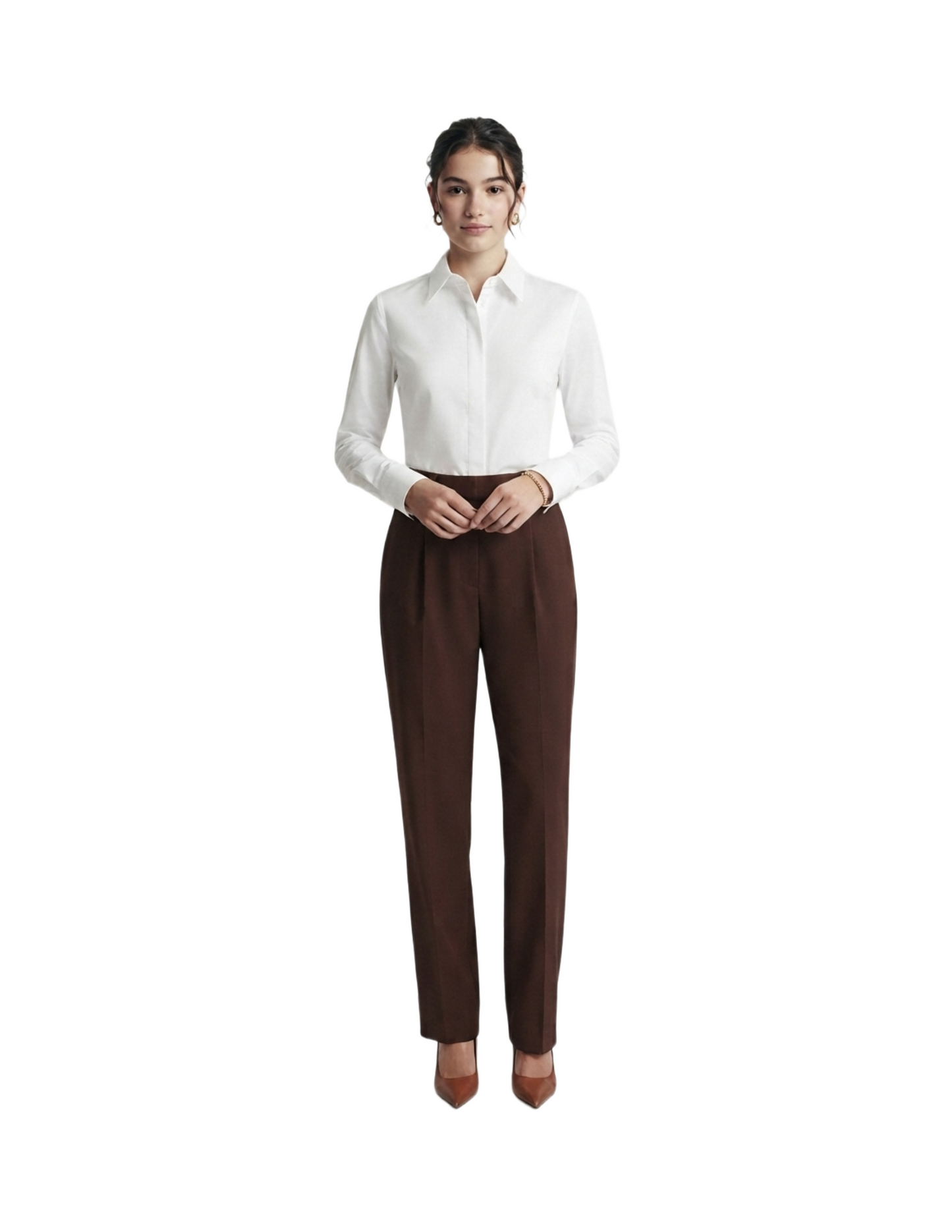Pantalón cafe de vestir con pretina
