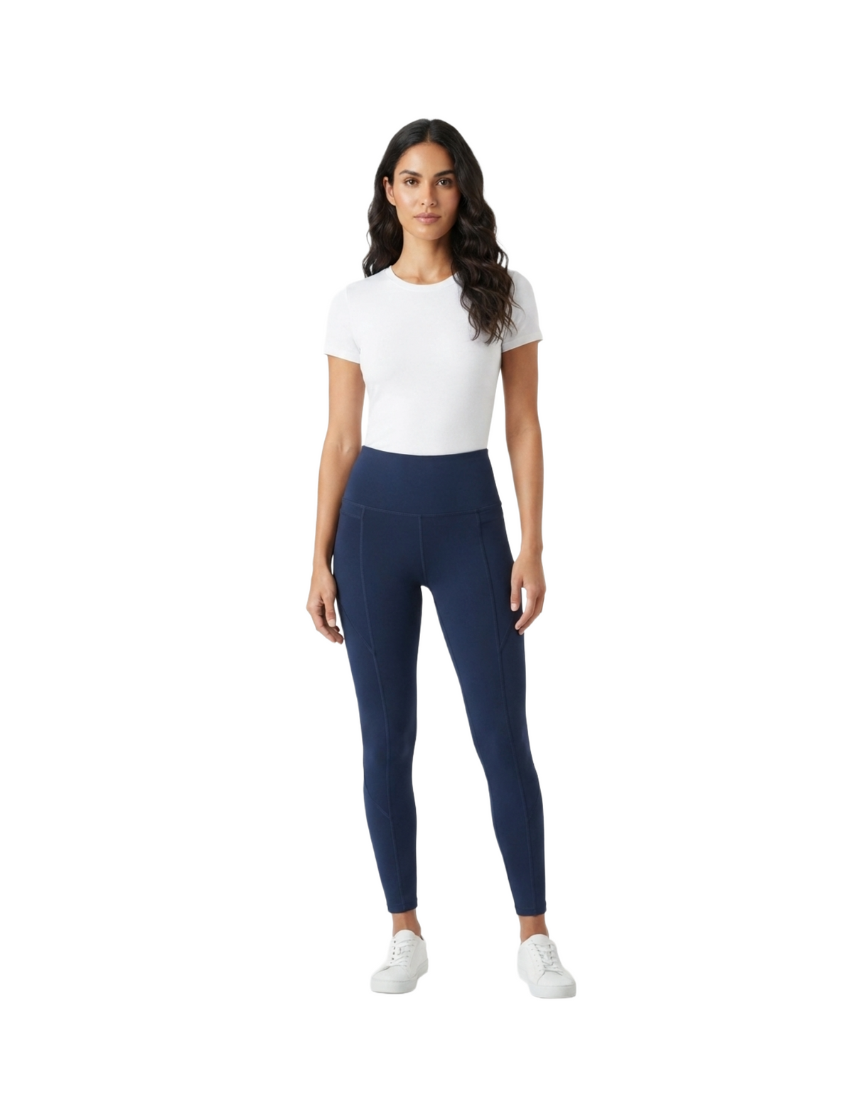 Legging azul con costuras decorativas