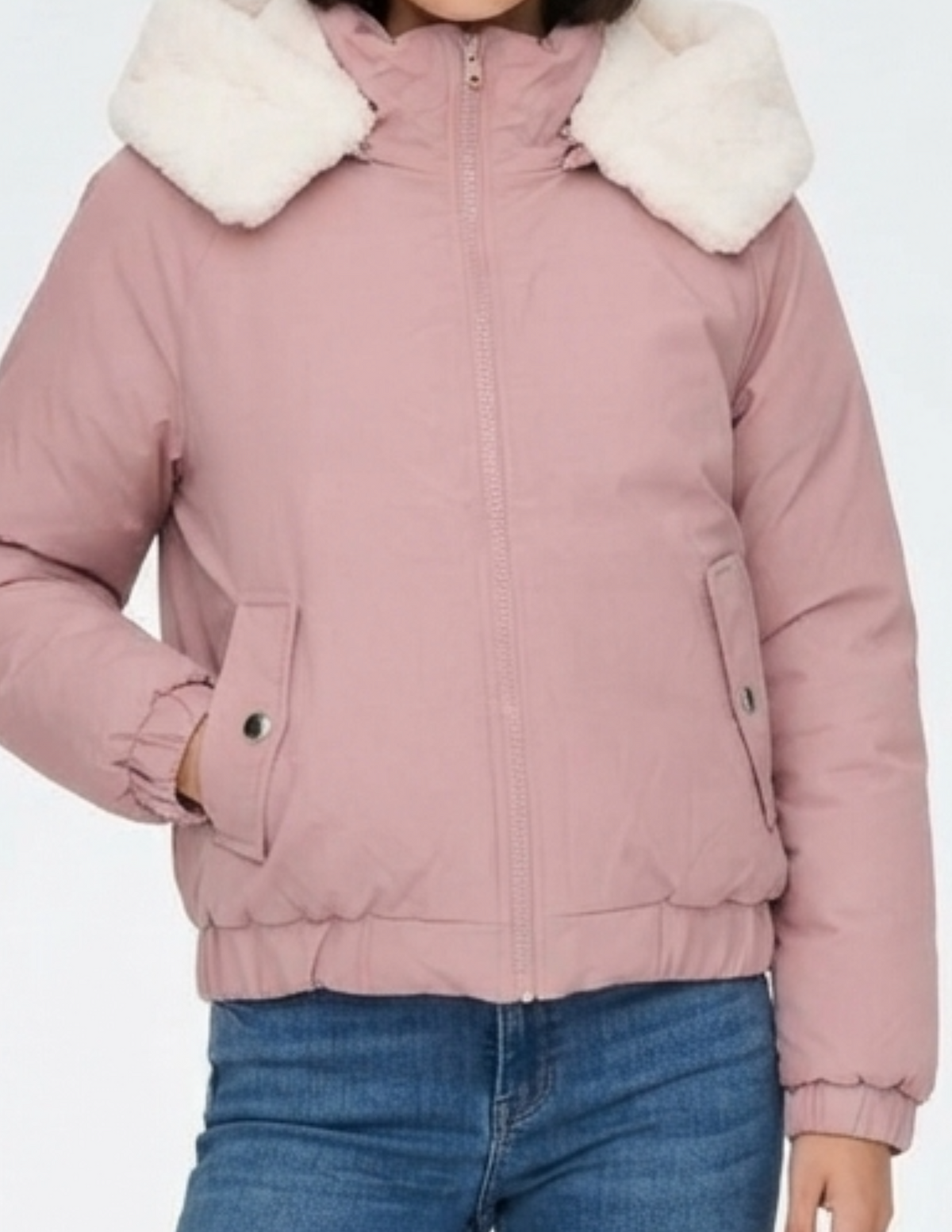 Chamarra rosa con gorro forro calientito