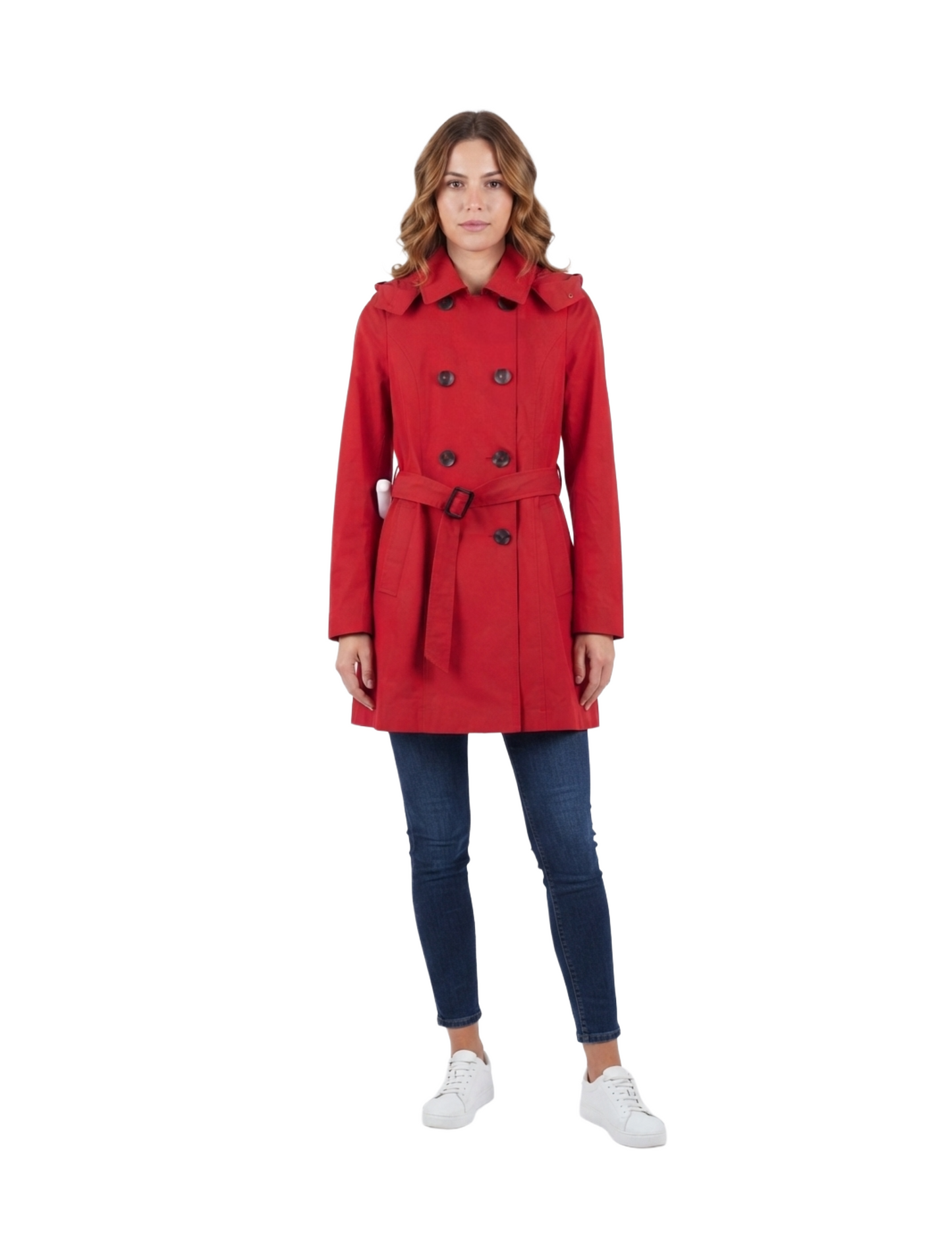 Gabardina rompe vientos roja con capucha