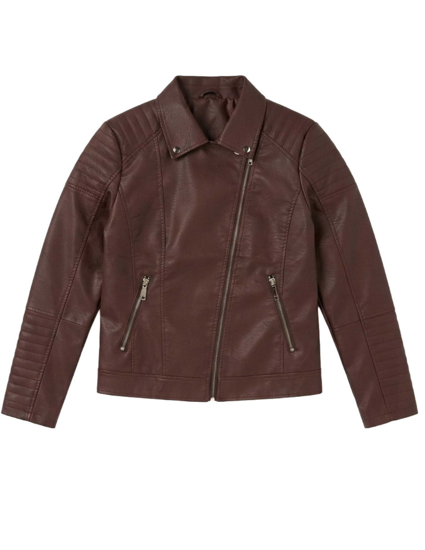Chamarra de vinipiel color vino estilo biker