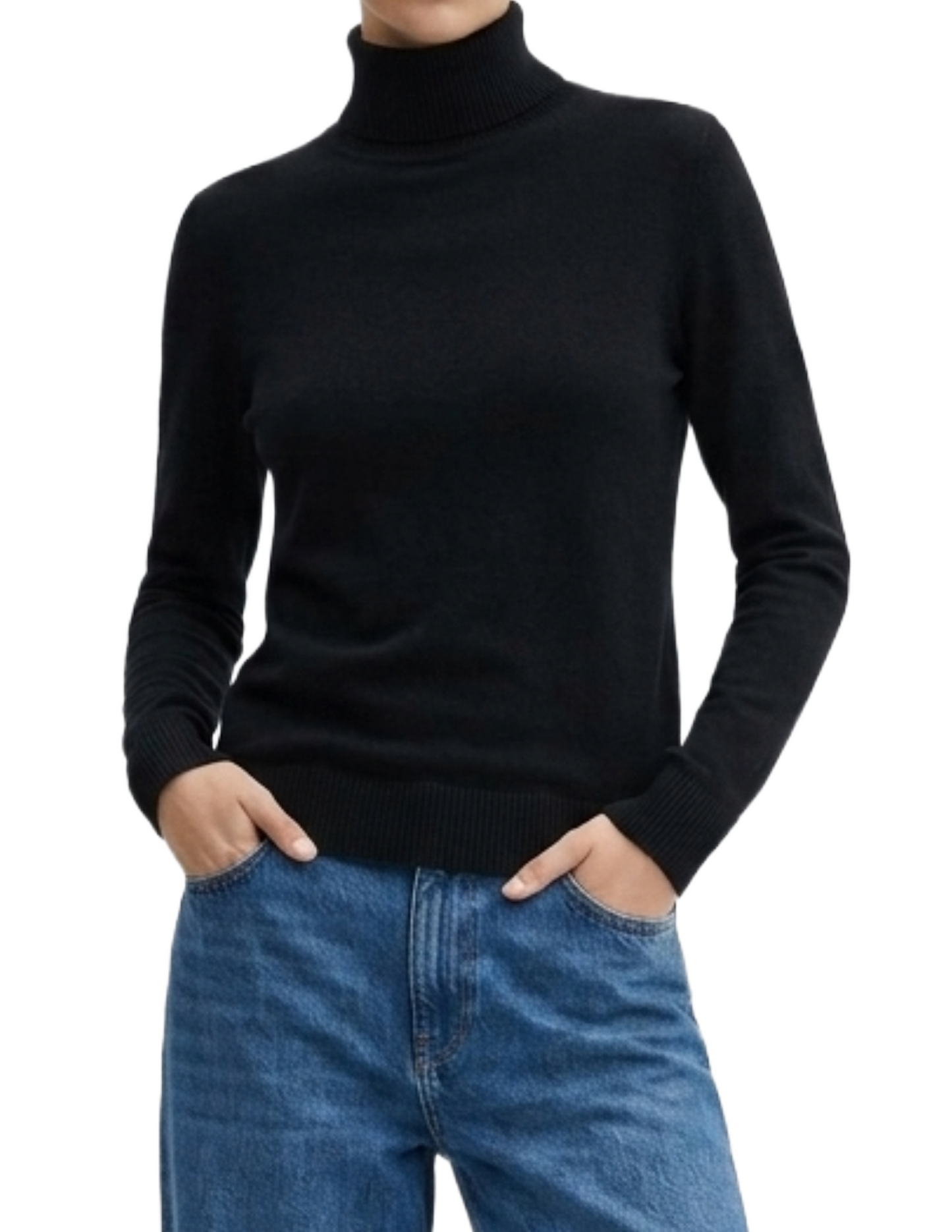 Blusa de cuello alto negra tipo sueter