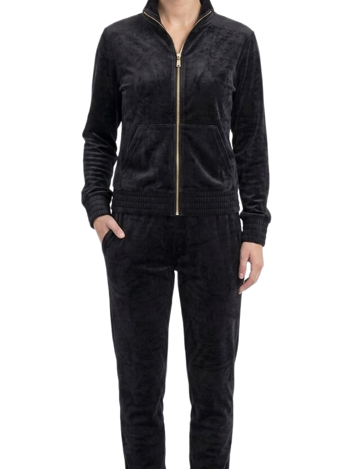 Conjunto negro de gamuza de dos piezas