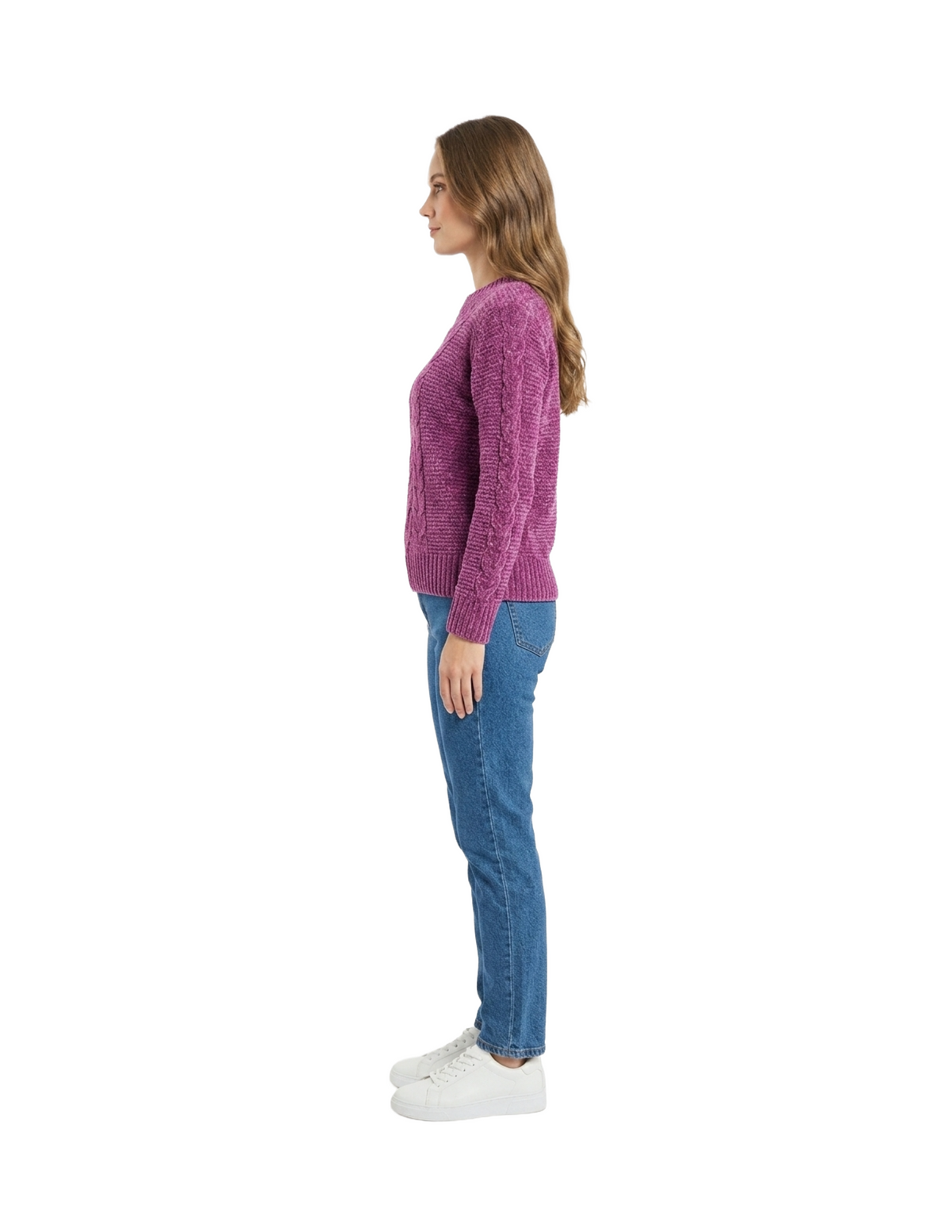 Suéter morado con relieves