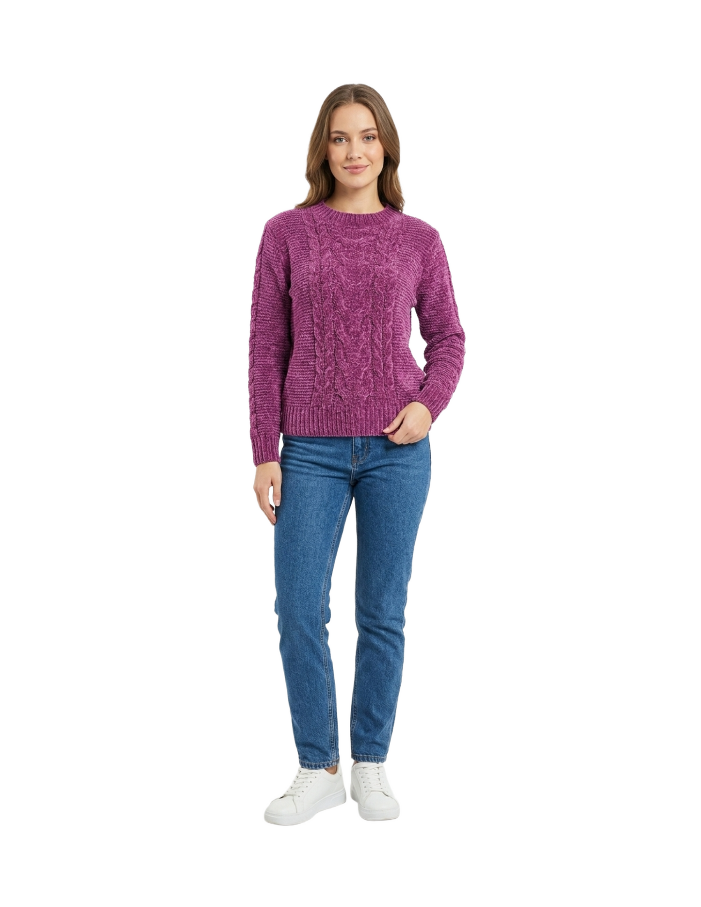 Suéter morado con relieves