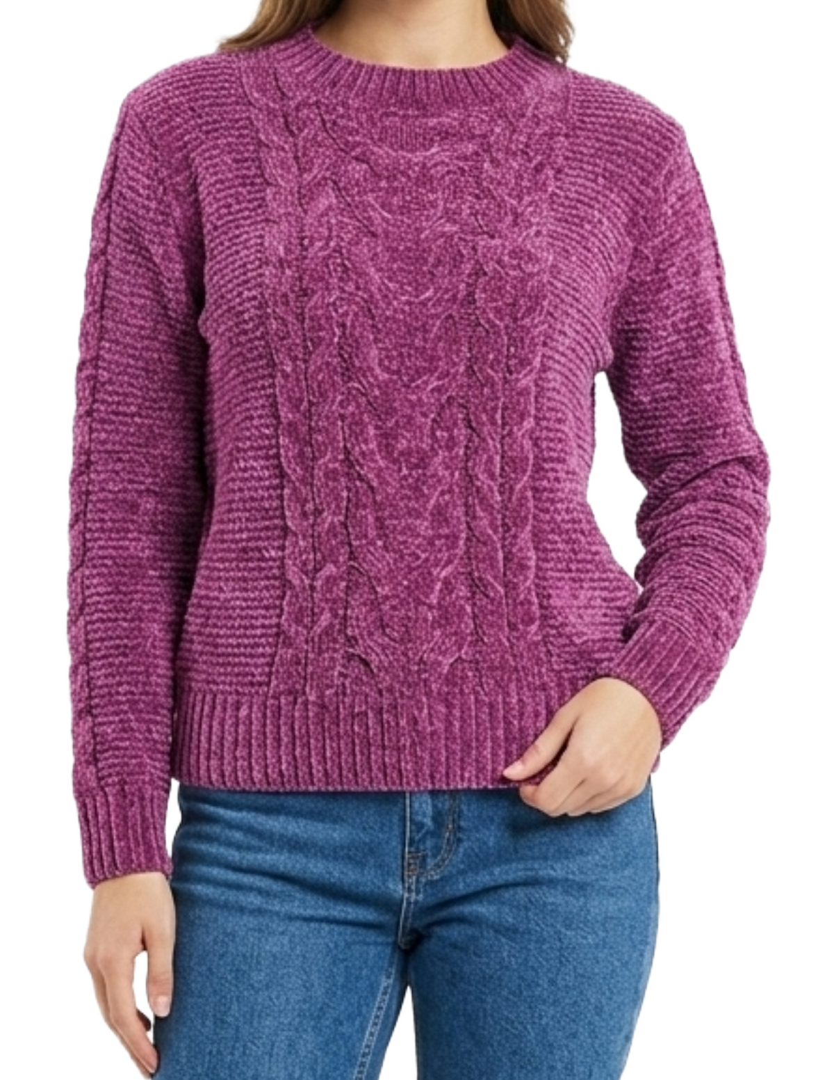 Suéter morado con relieves