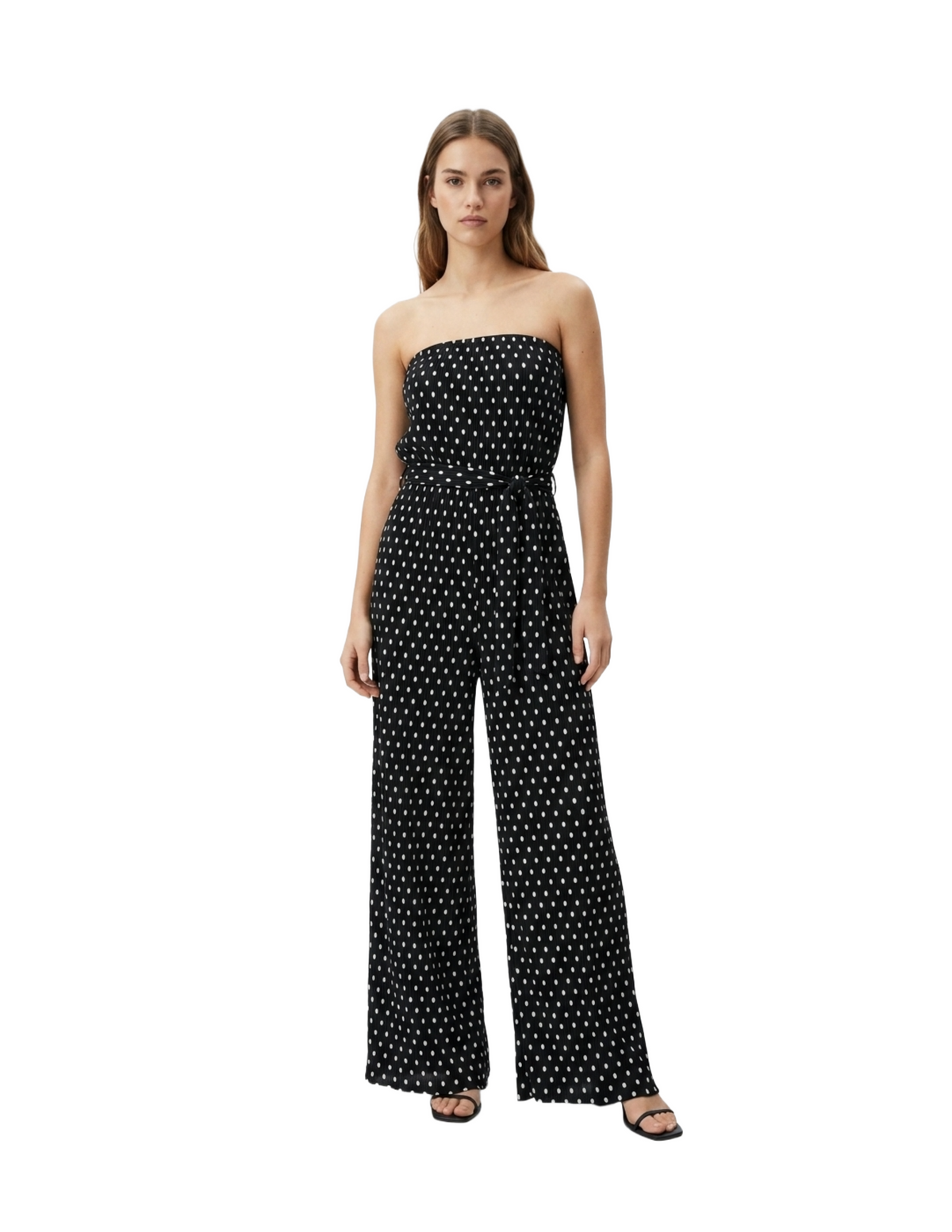 Jumper negro con circulos decorativos strapless