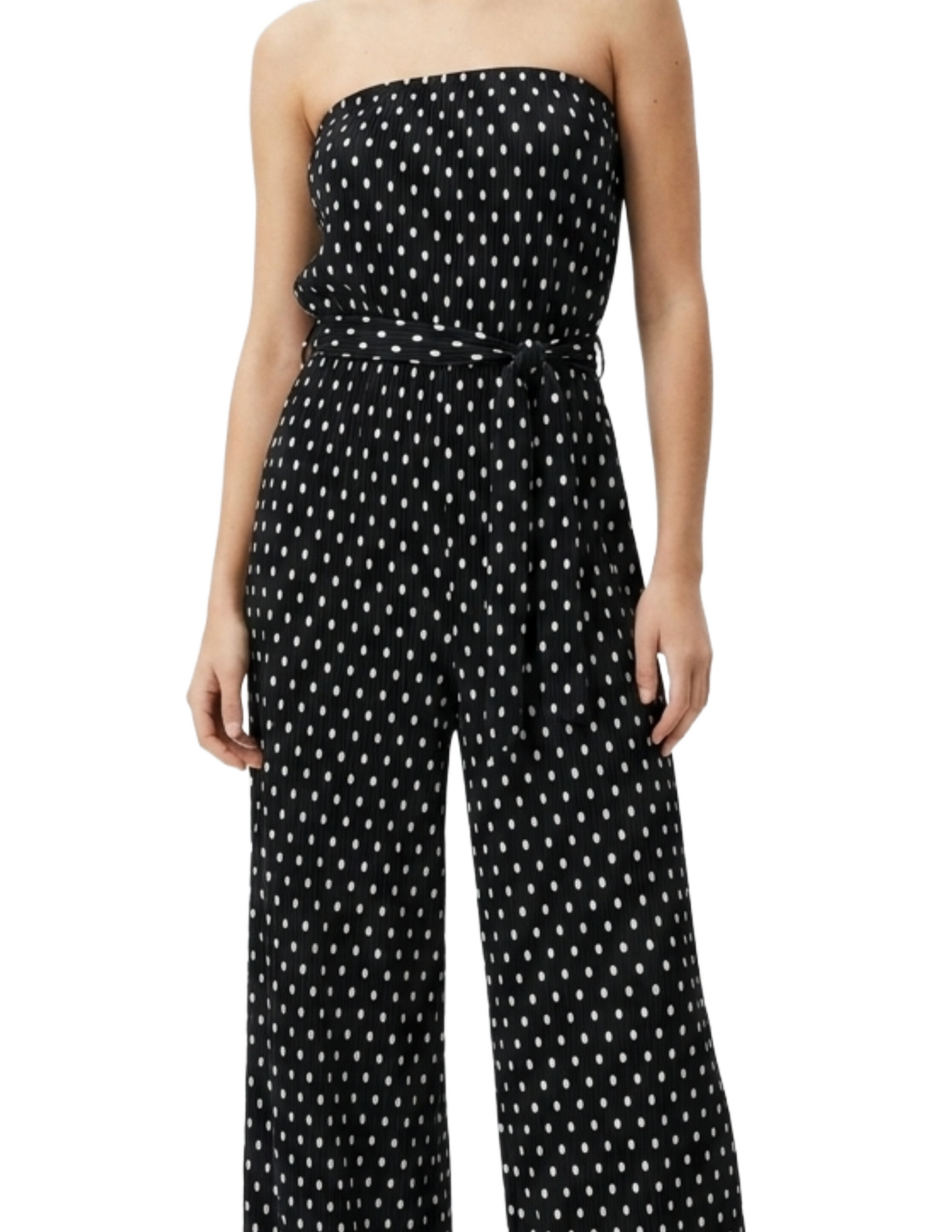 Jumper negro con circulos decorativos strapless
