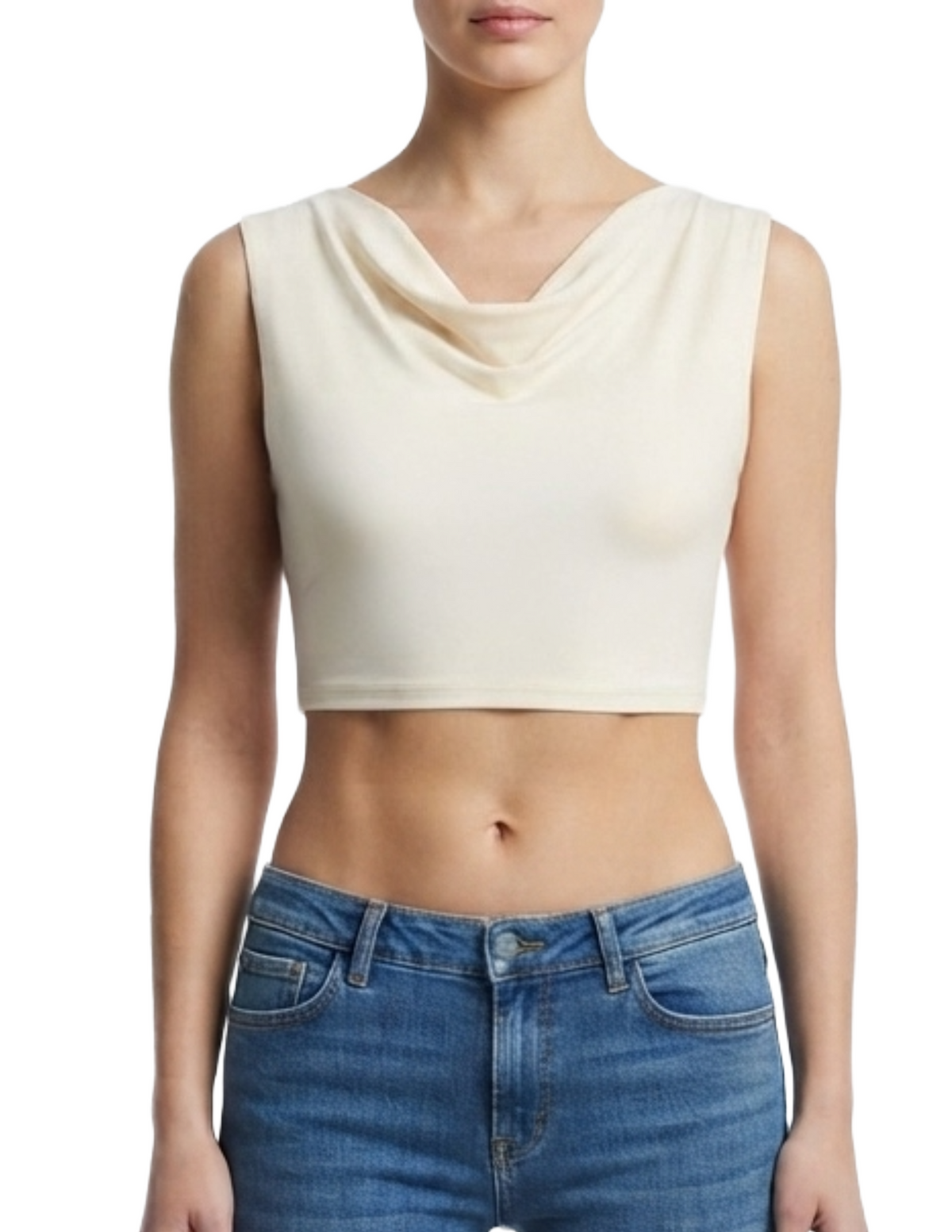Crop top beige con copas internas