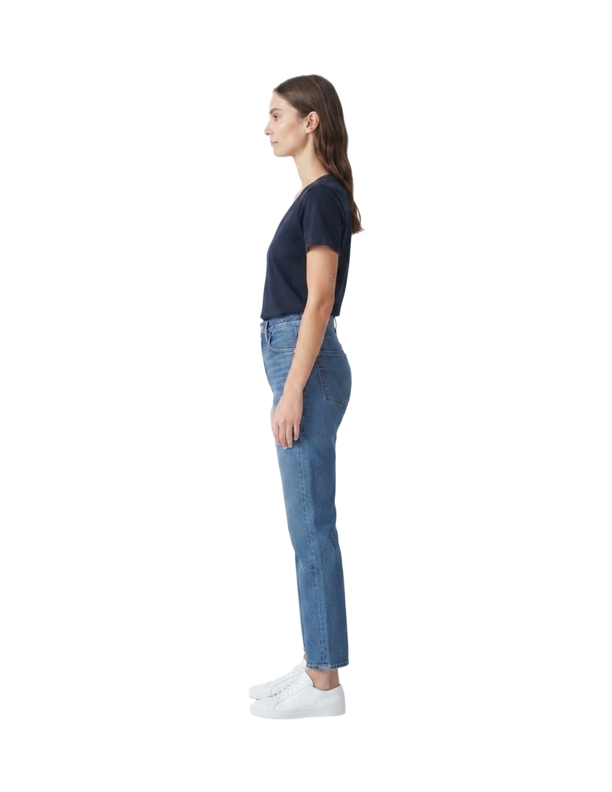 Blusa azul manga corta con cuello en V