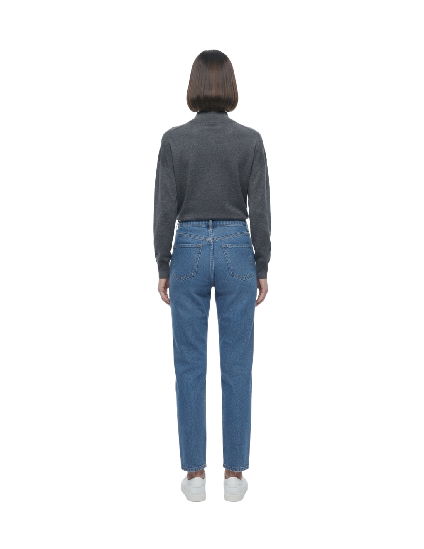 Suéter gris cuello alto con brillo decorativo