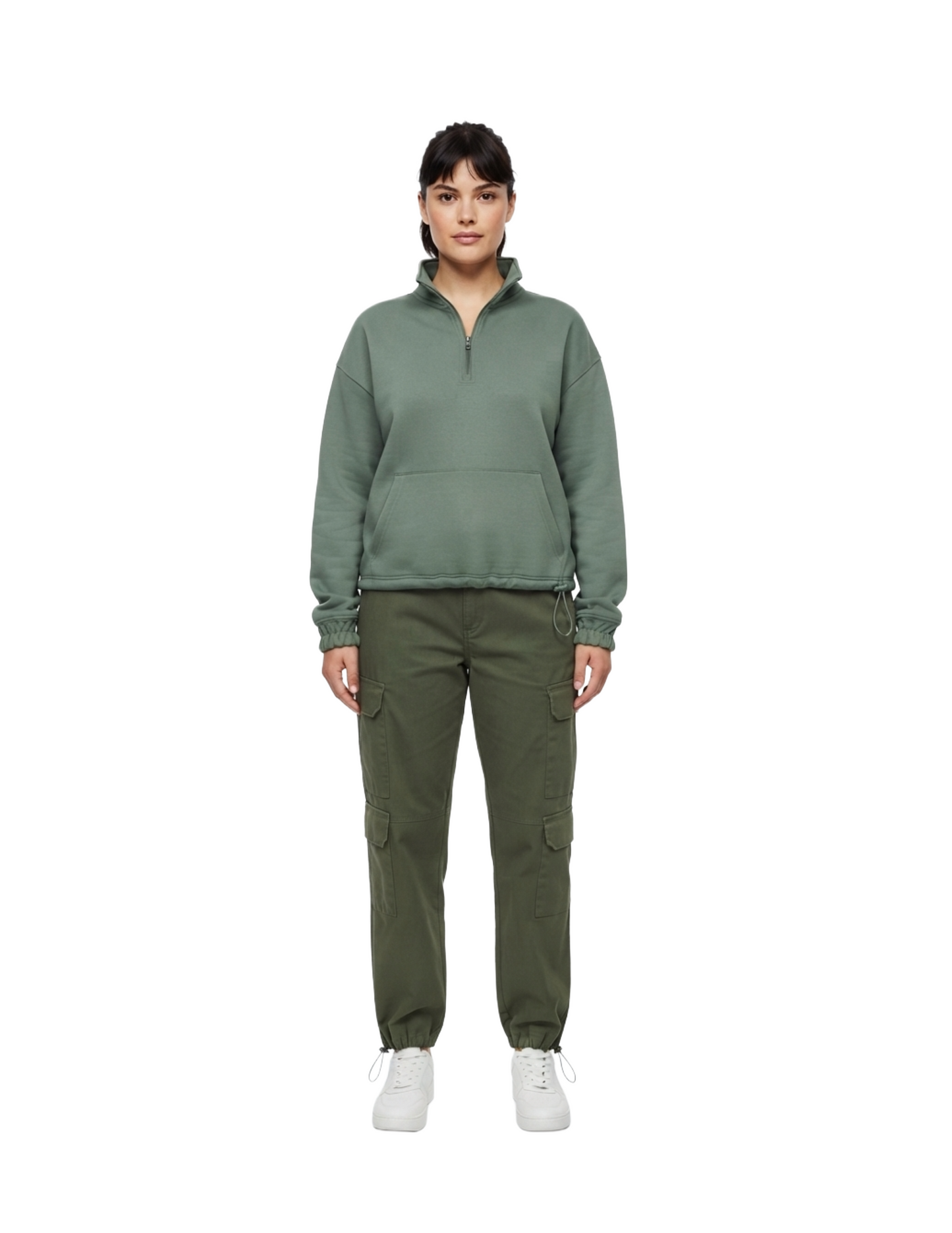 Sudadera oversize acqua con medio ziper y bolsas laterales