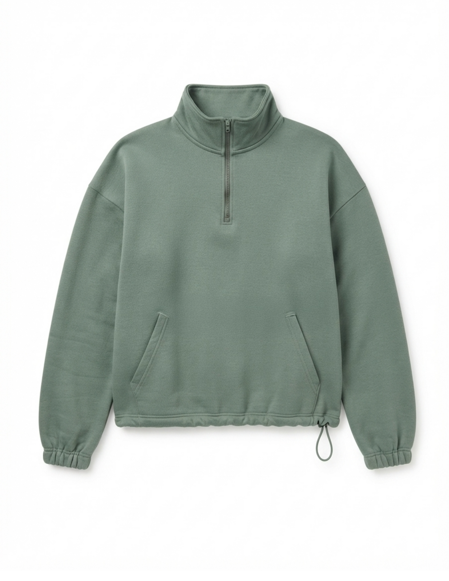 Sudadera oversize acqua con medio ziper y bolsas laterales