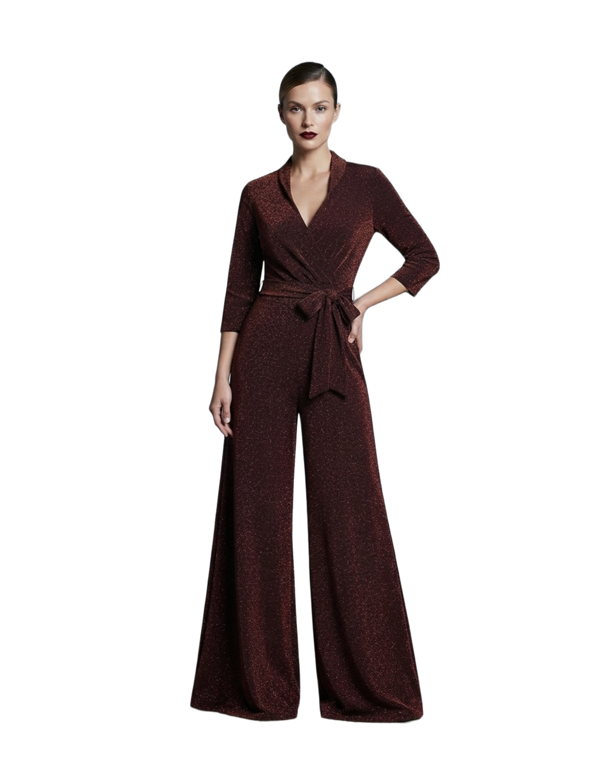 Jumper de brillos cuello en V con corte cruzado