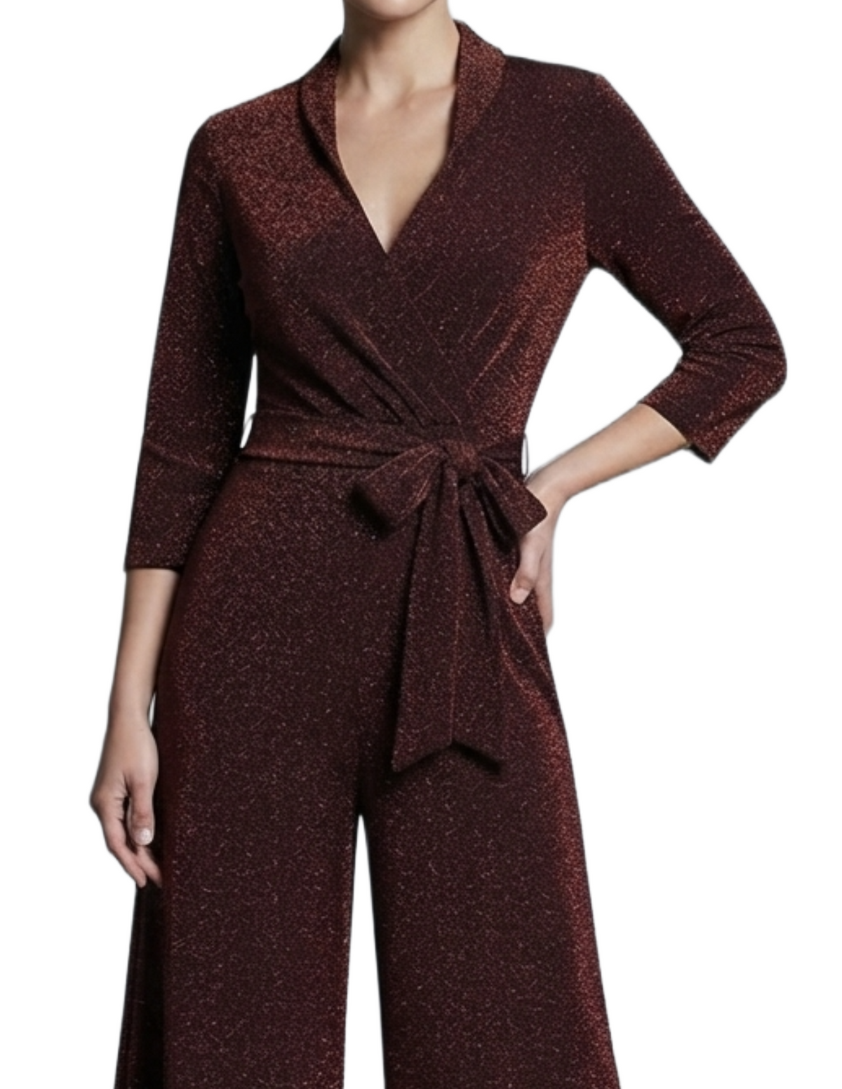 Jumper de brillos cuello en V con corte cruzado
