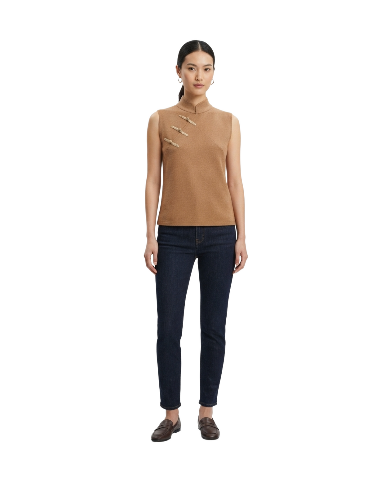 Blusa tipo suéter estilo cuello japones