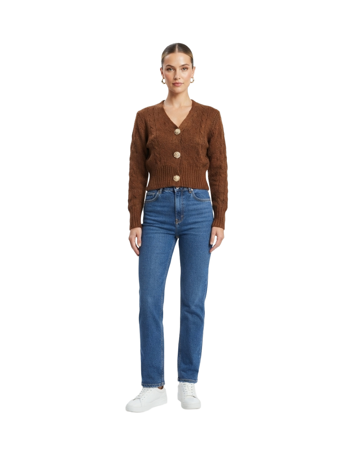 Suéter cafe tipo cardigan