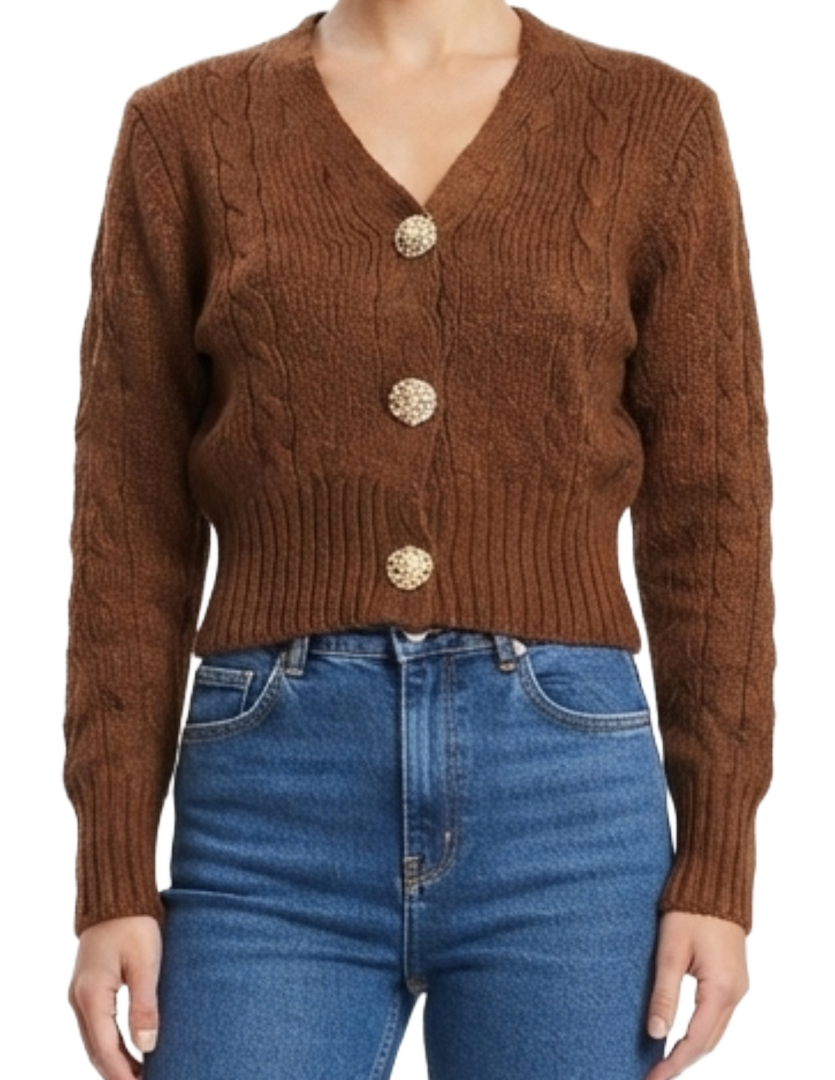 Suéter cafe tipo cardigan