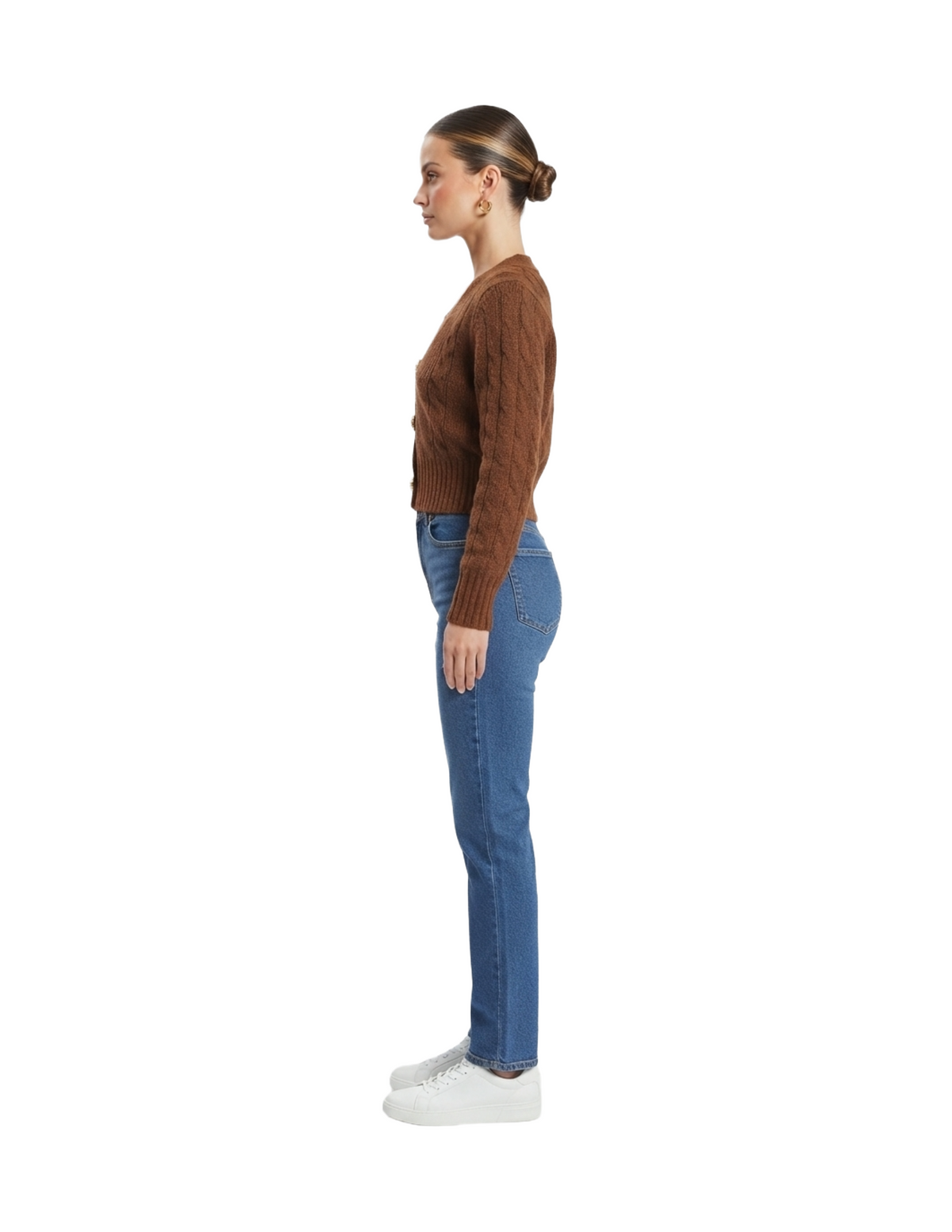 Suéter cafe tipo cardigan
