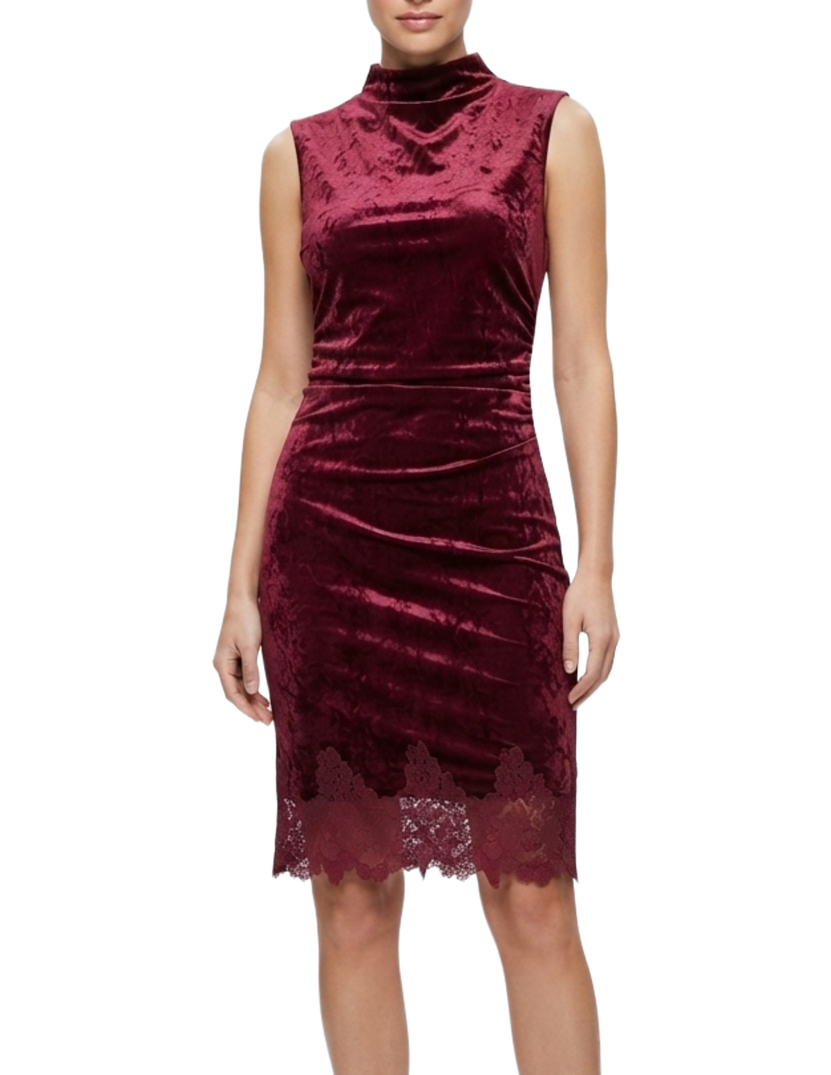 Vestido de gamuza con bastilla de encaje
