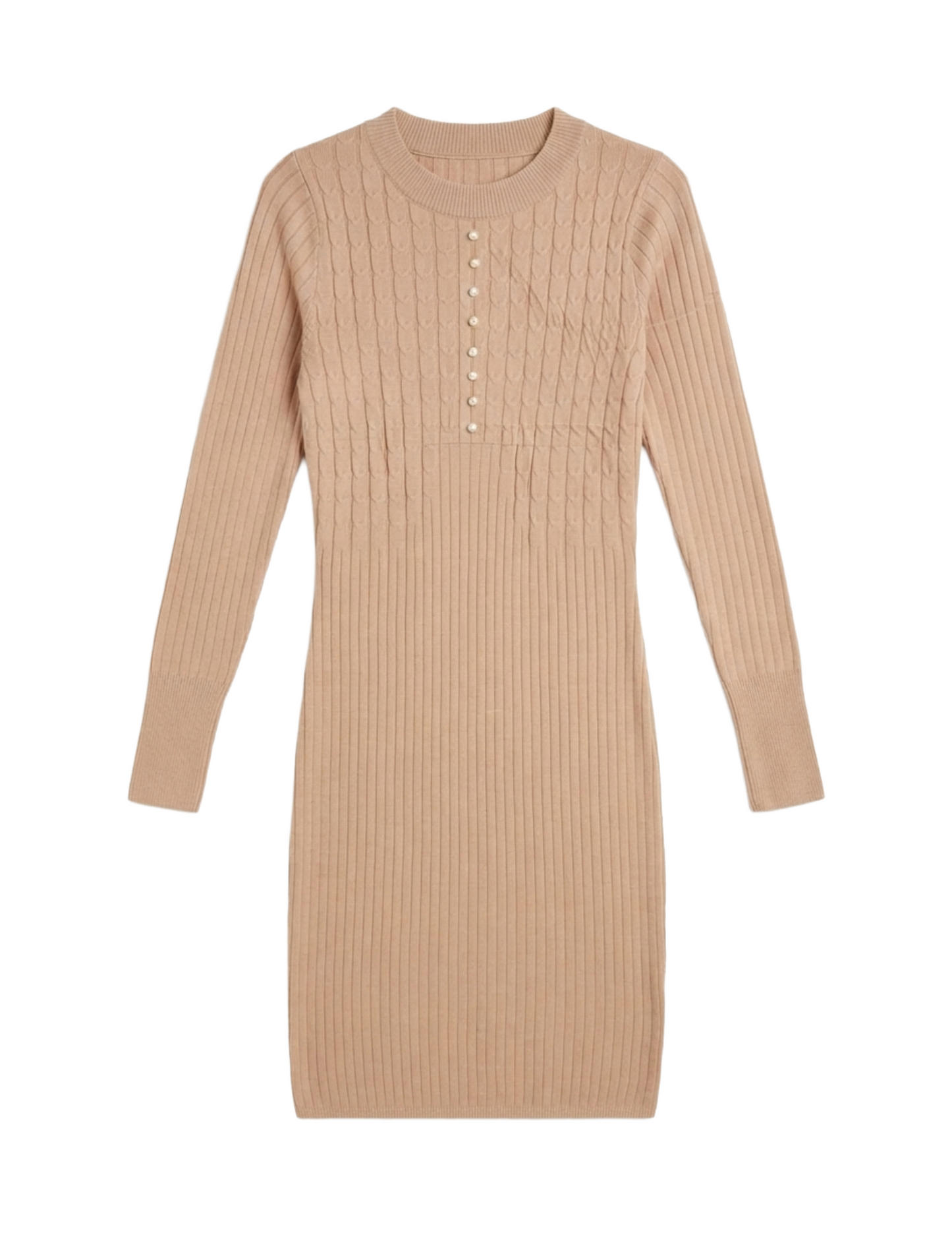 Vestido beige tipo suéter largo