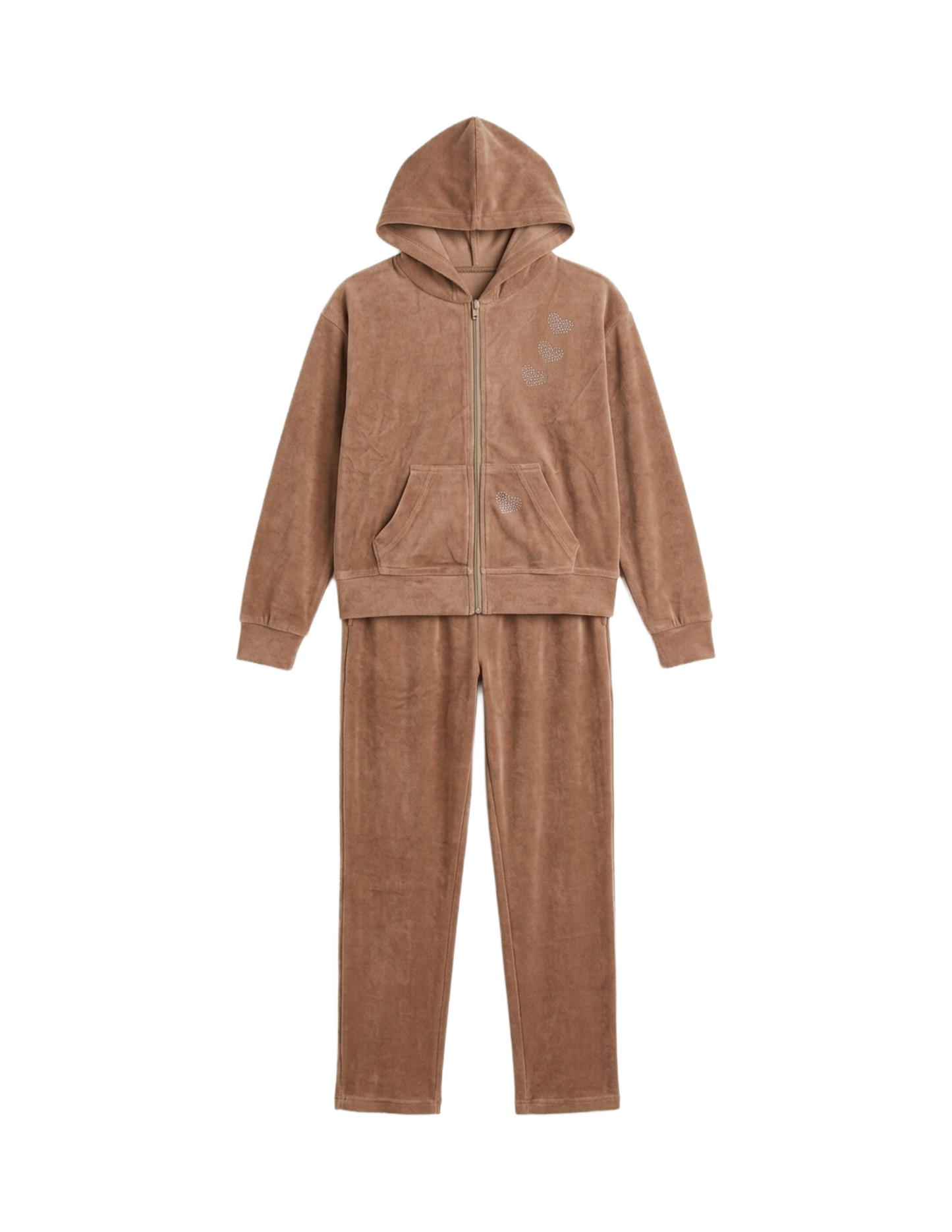 Conjunto cafe calientito de chamarra y pantalonera