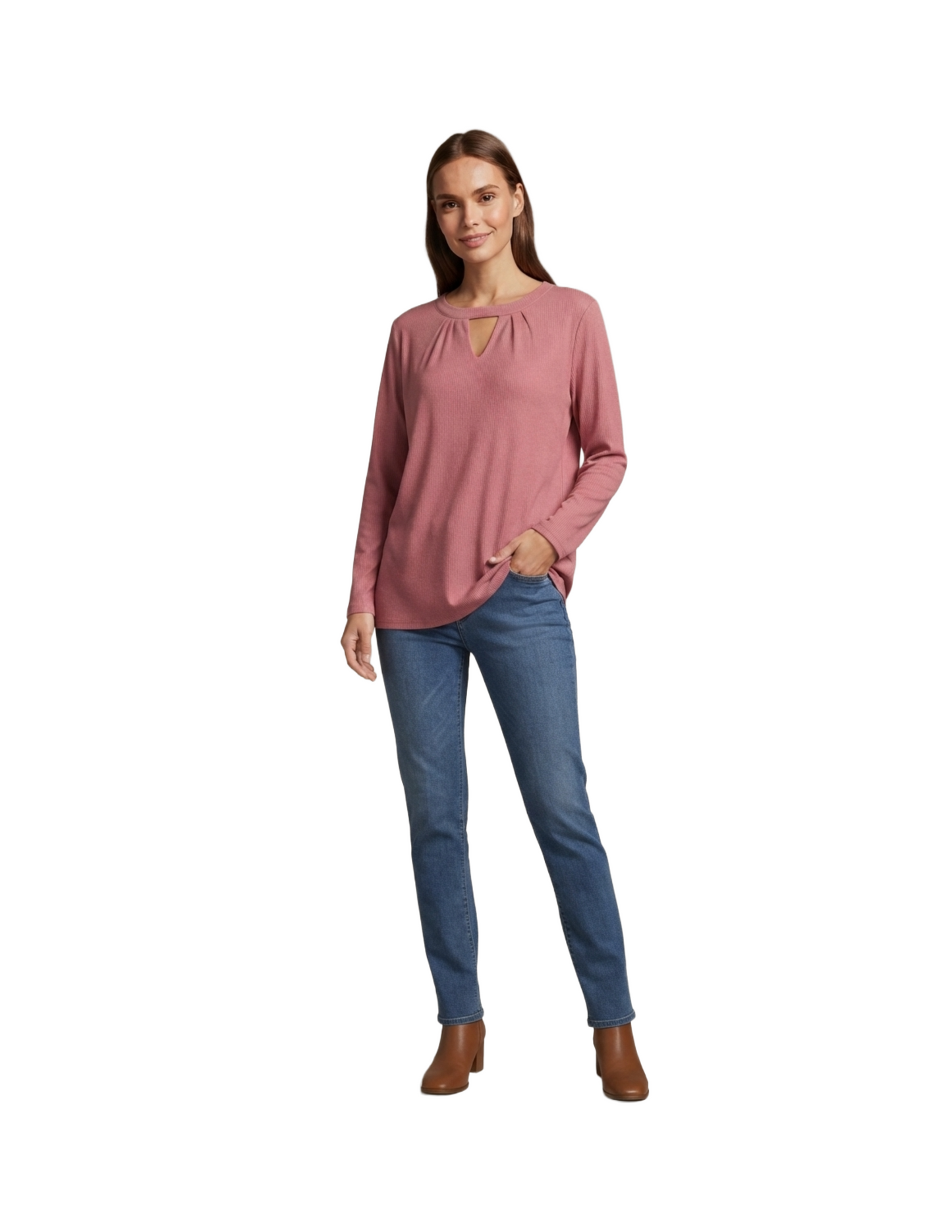 Blusa rosa acanalada tipo oversize manga larga