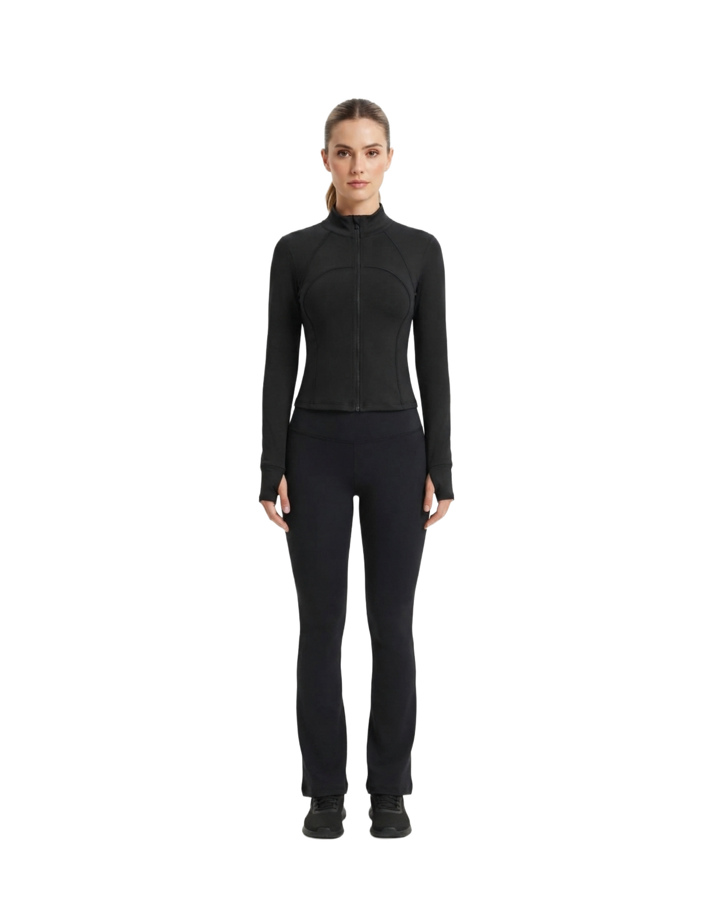 Conjunto deportivo negro de chamarra y pantalón