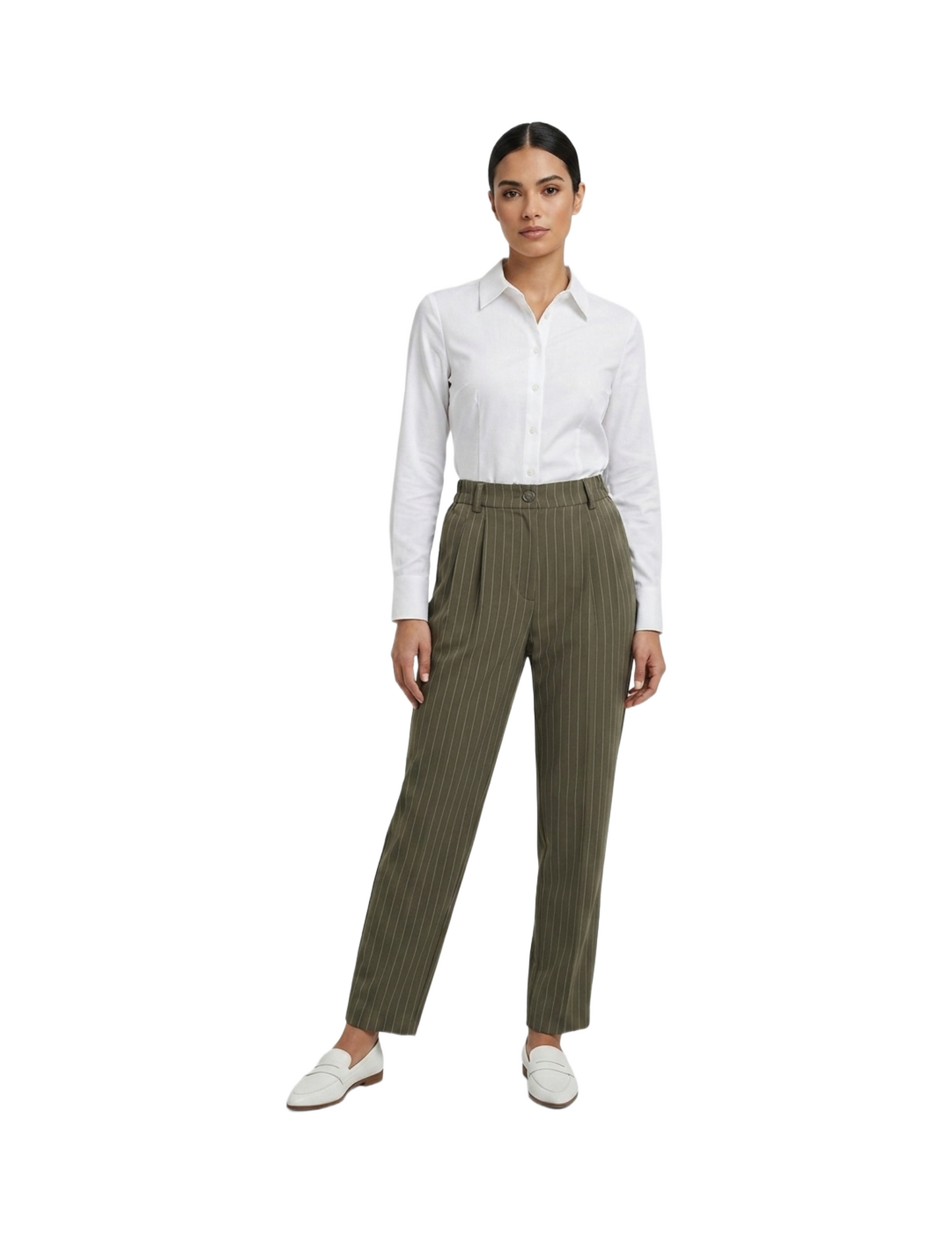 Pantalán rayado gris de vestir con pretina
