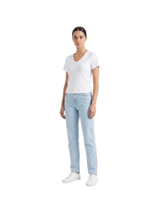 Crop top blanco acanalado