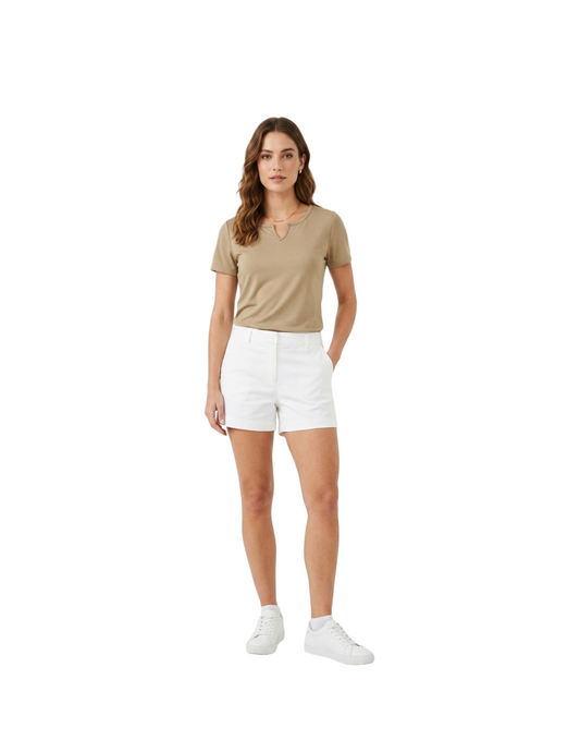 Blusa cafe cuello con escote en V