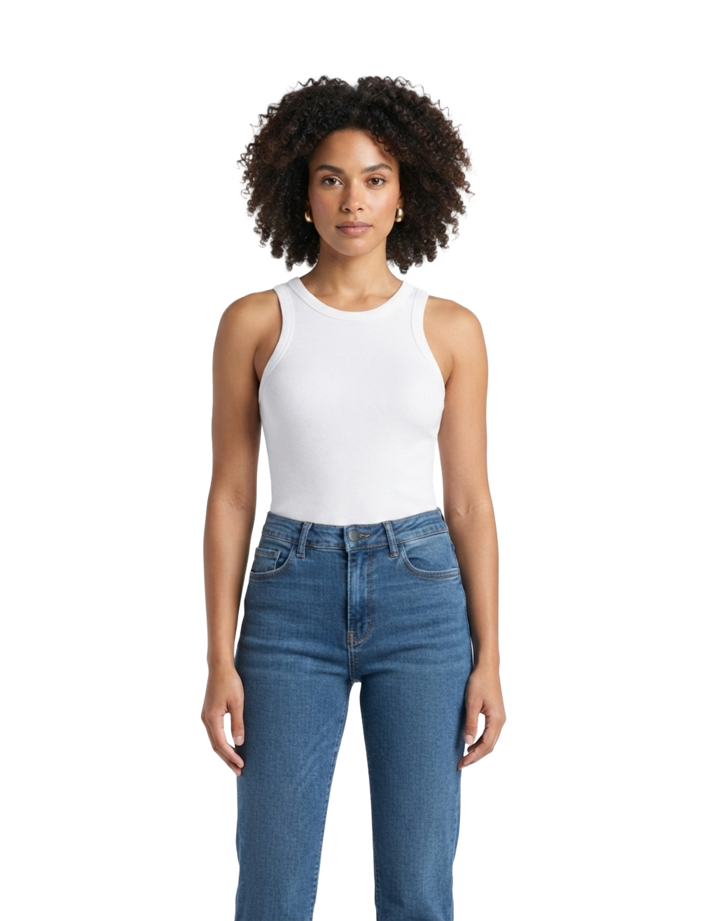 Tank top blanca acanalada