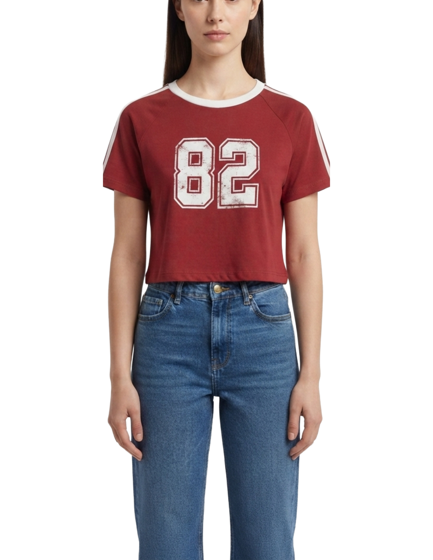 Blusa roja sport con numero en pecho