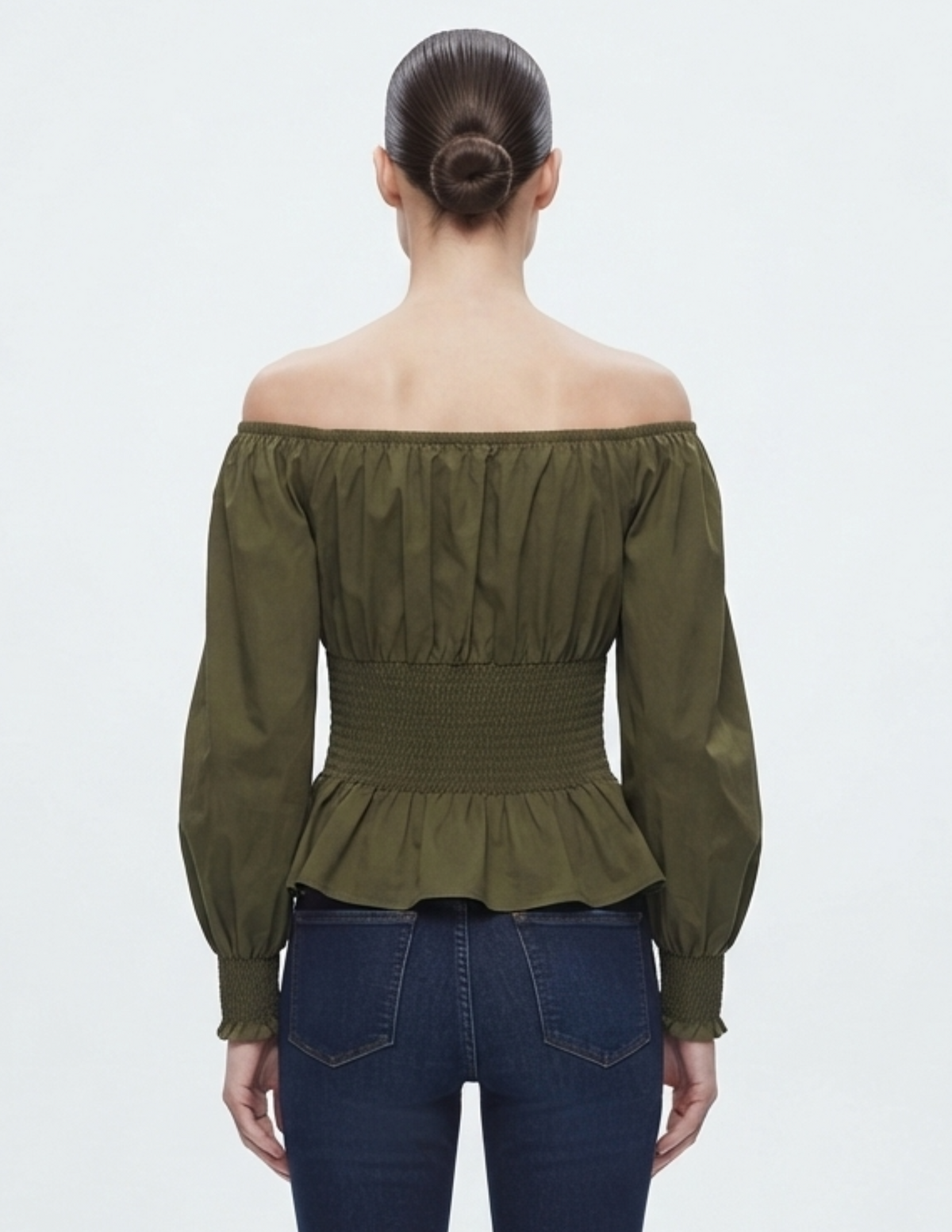 Blusa verde con elástico en cintura