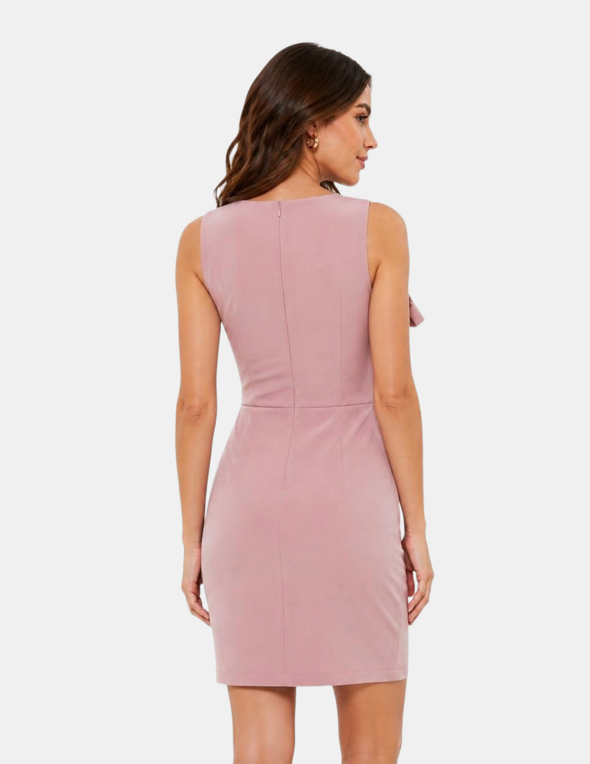 Vestido rosa con amarre en hombro