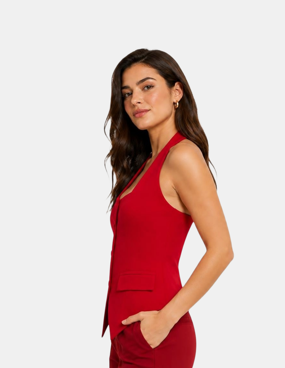 Chaleco rojo tipo halter