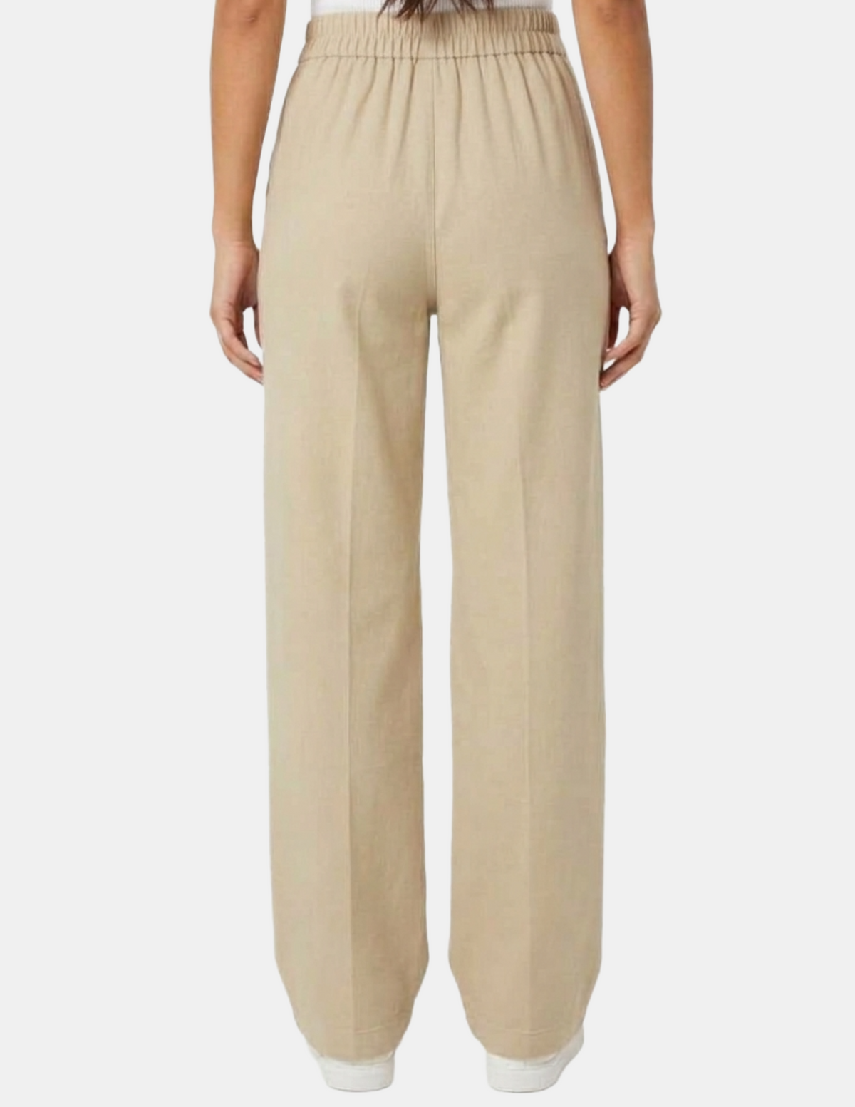 Pantalón beige con elástico en cintura