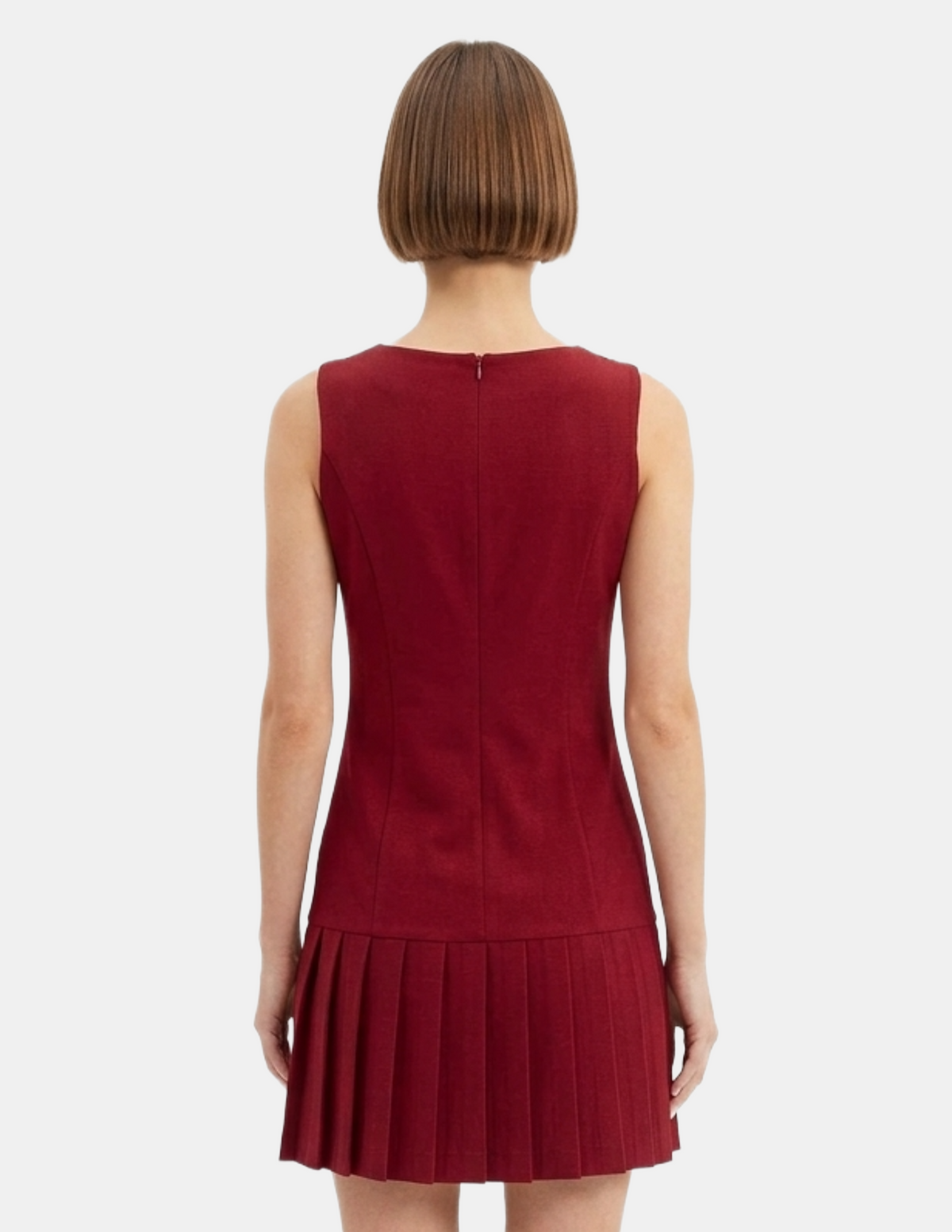 Vestido rojo co falda tableada