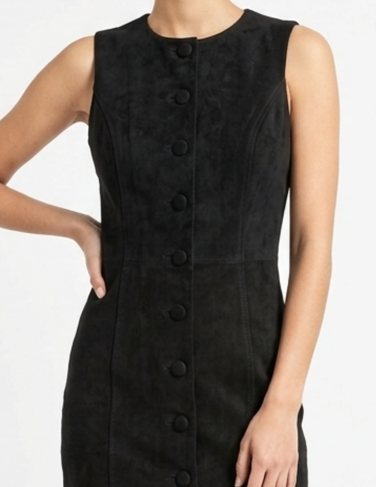 Vestido de gamuza abotonado sin magnas