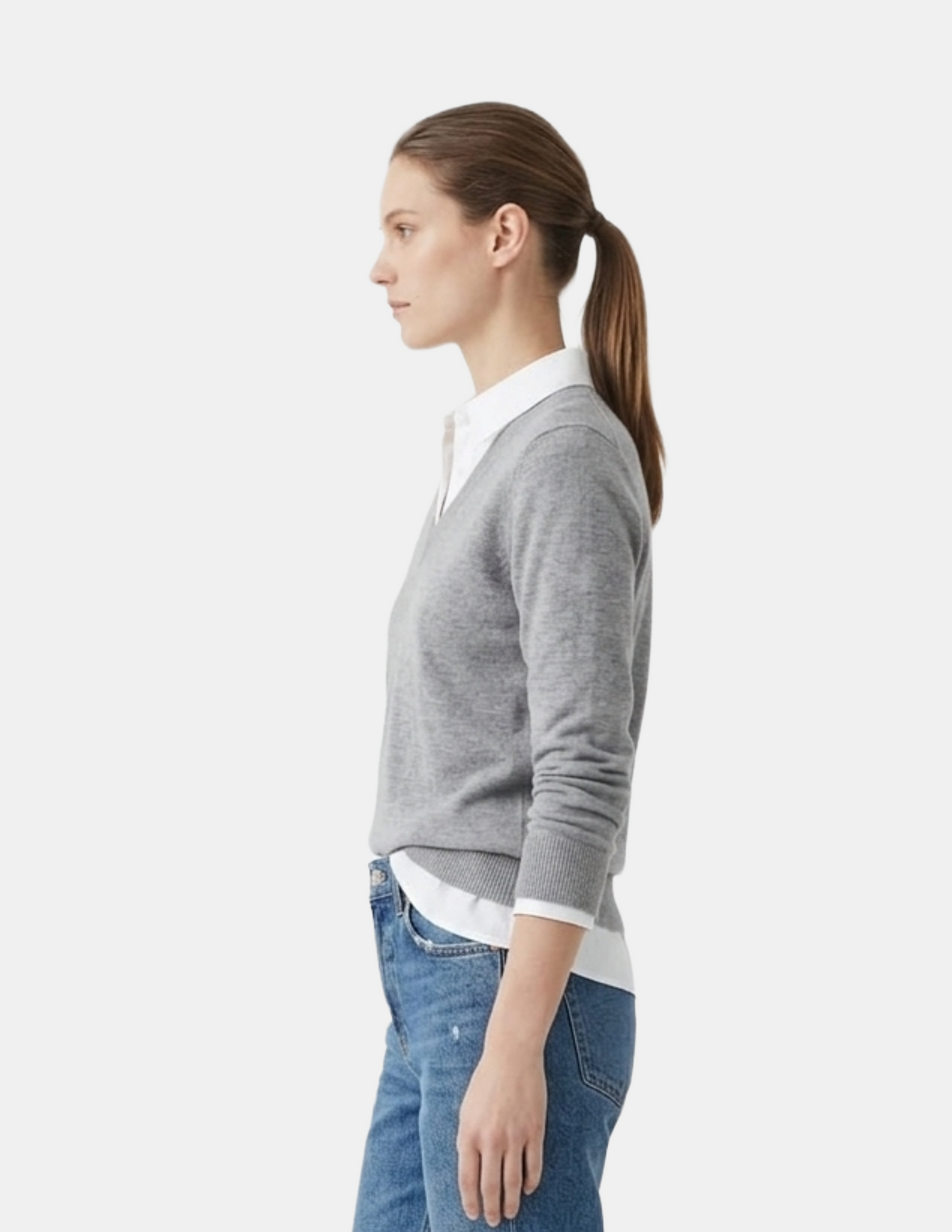 Blusa tipo suéter con cuello estilo camisa