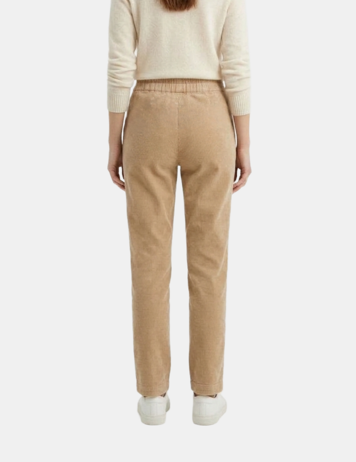 Pantalón de gamuza beige acanalado