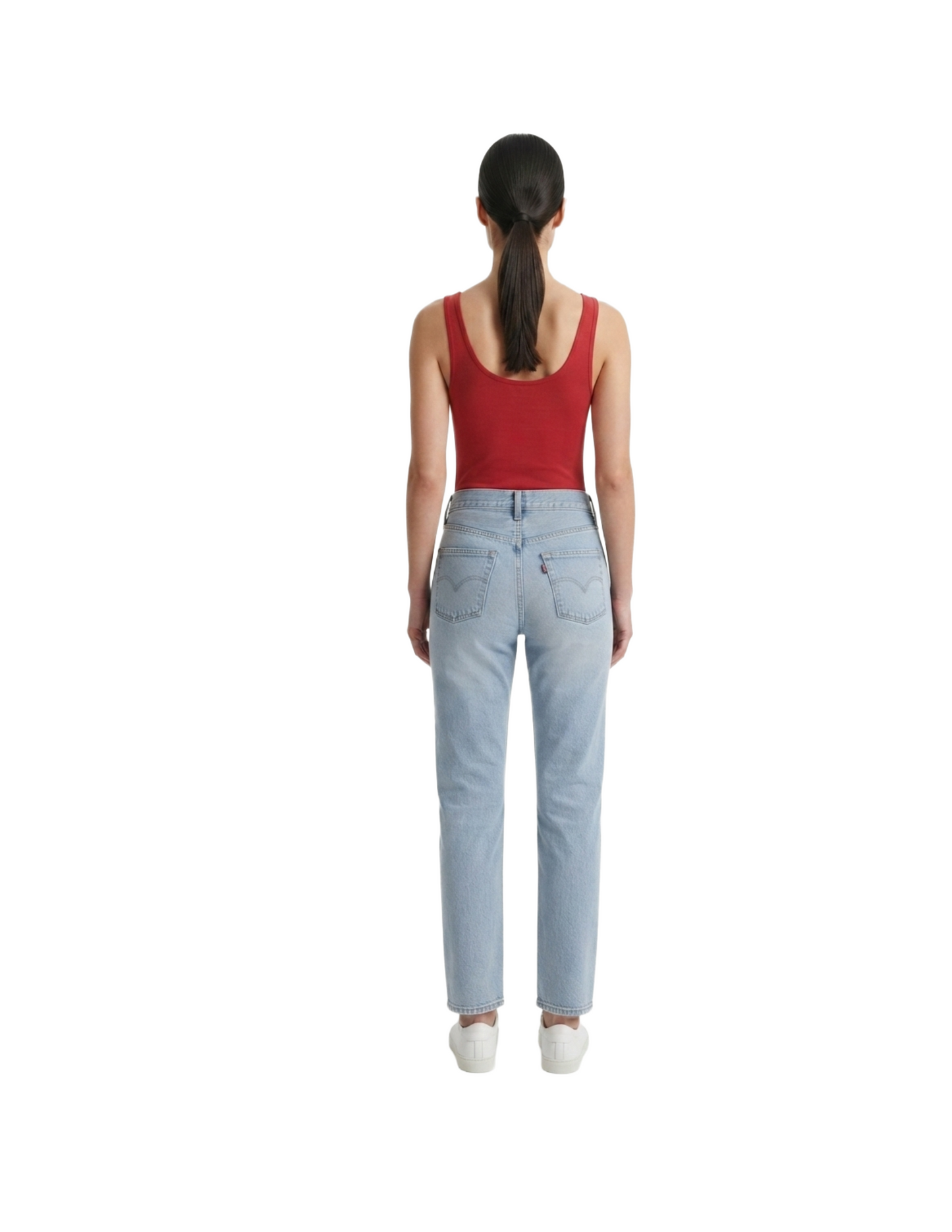 Blusa de tirantes anchos roja cuello rectangular