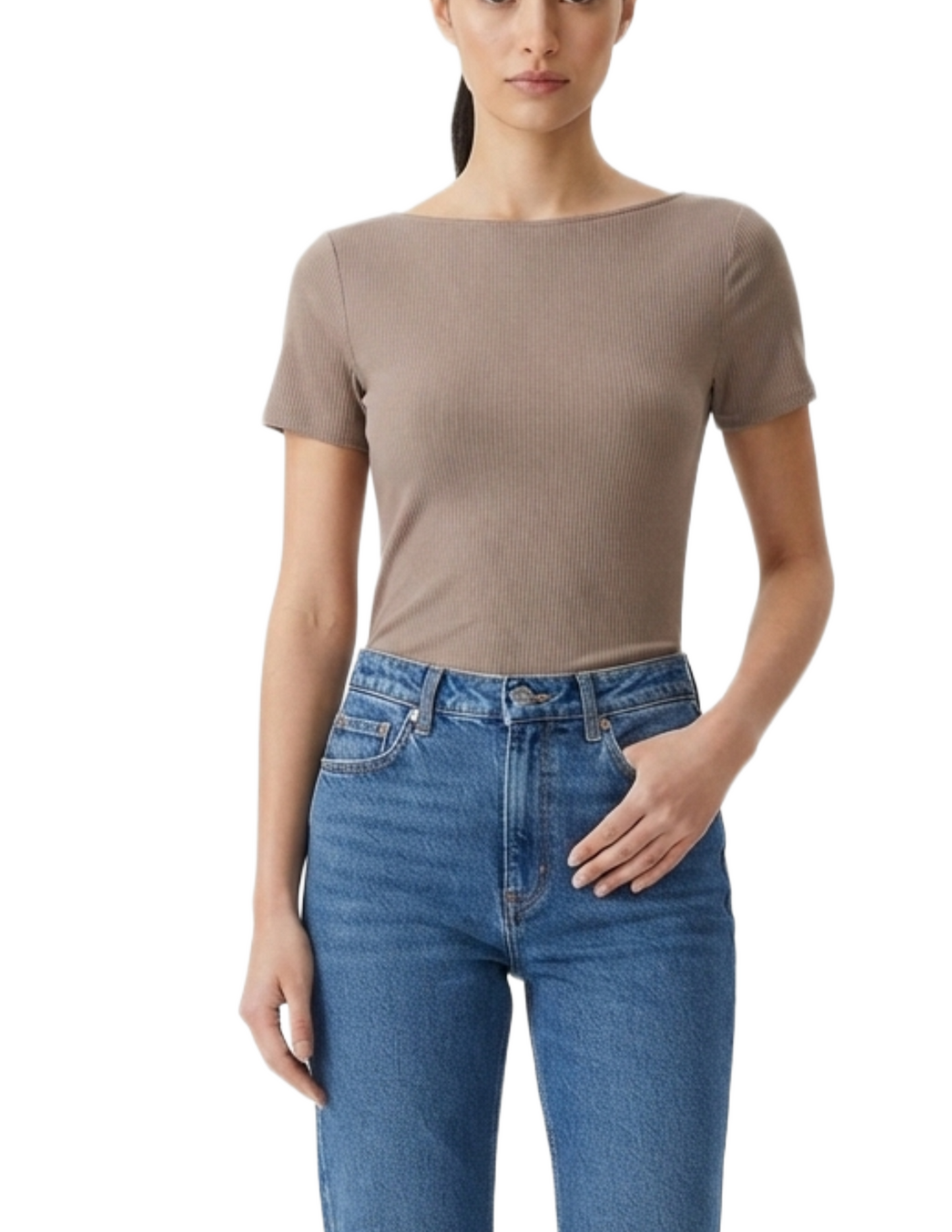 Blusa cafe acanalada economica