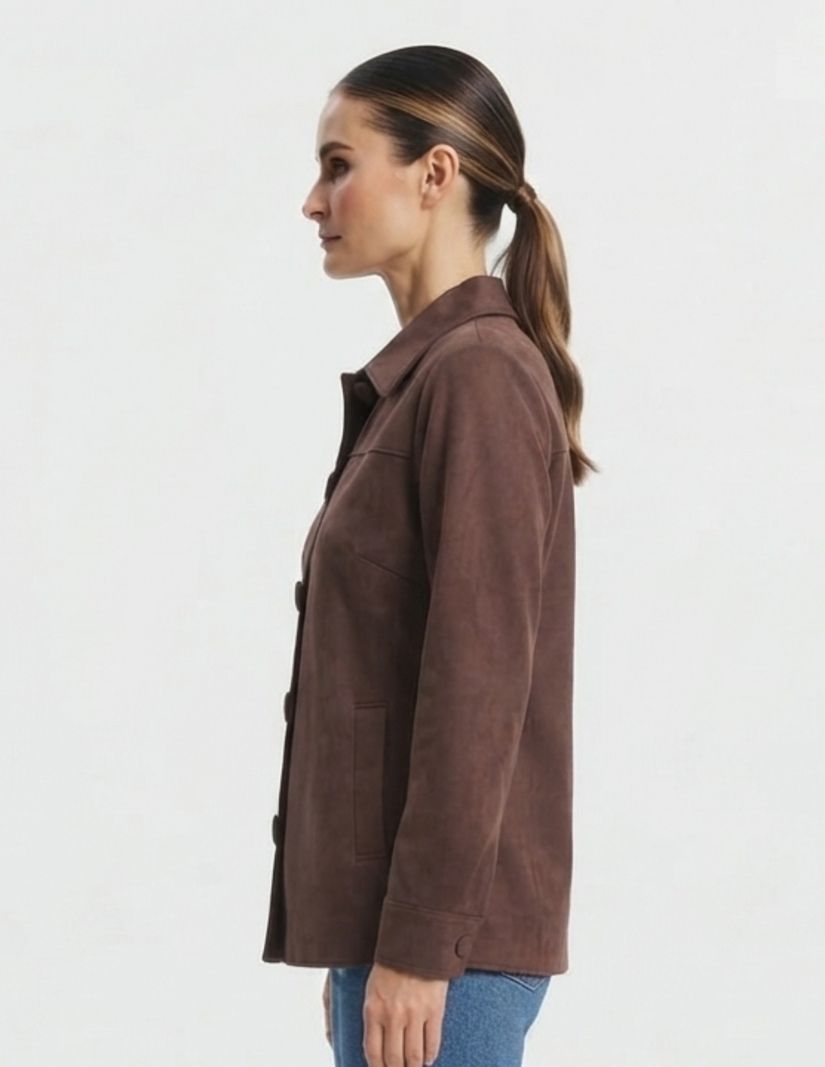 Camisola de gamuza abotonada cafe