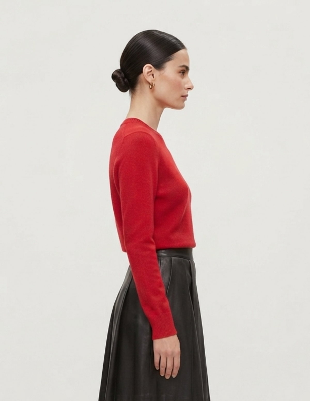 Blusa roja cuello redondo manga larga