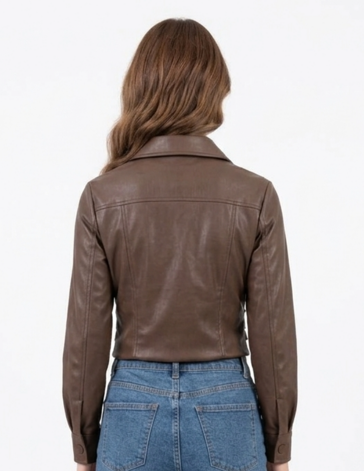 Blusa cafe plisado al centro abotonada