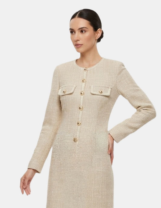 Vestido blanco abotonado estilo vintage