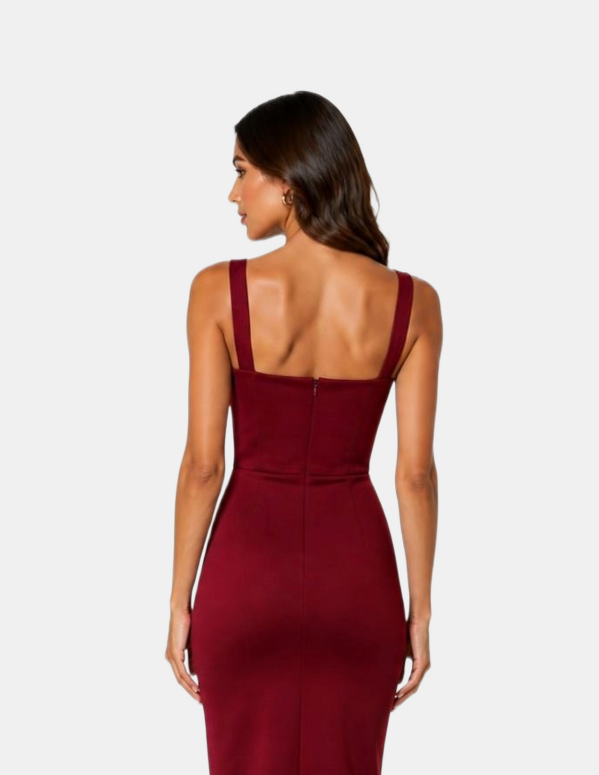 Vestido guinda con copas de tirantes