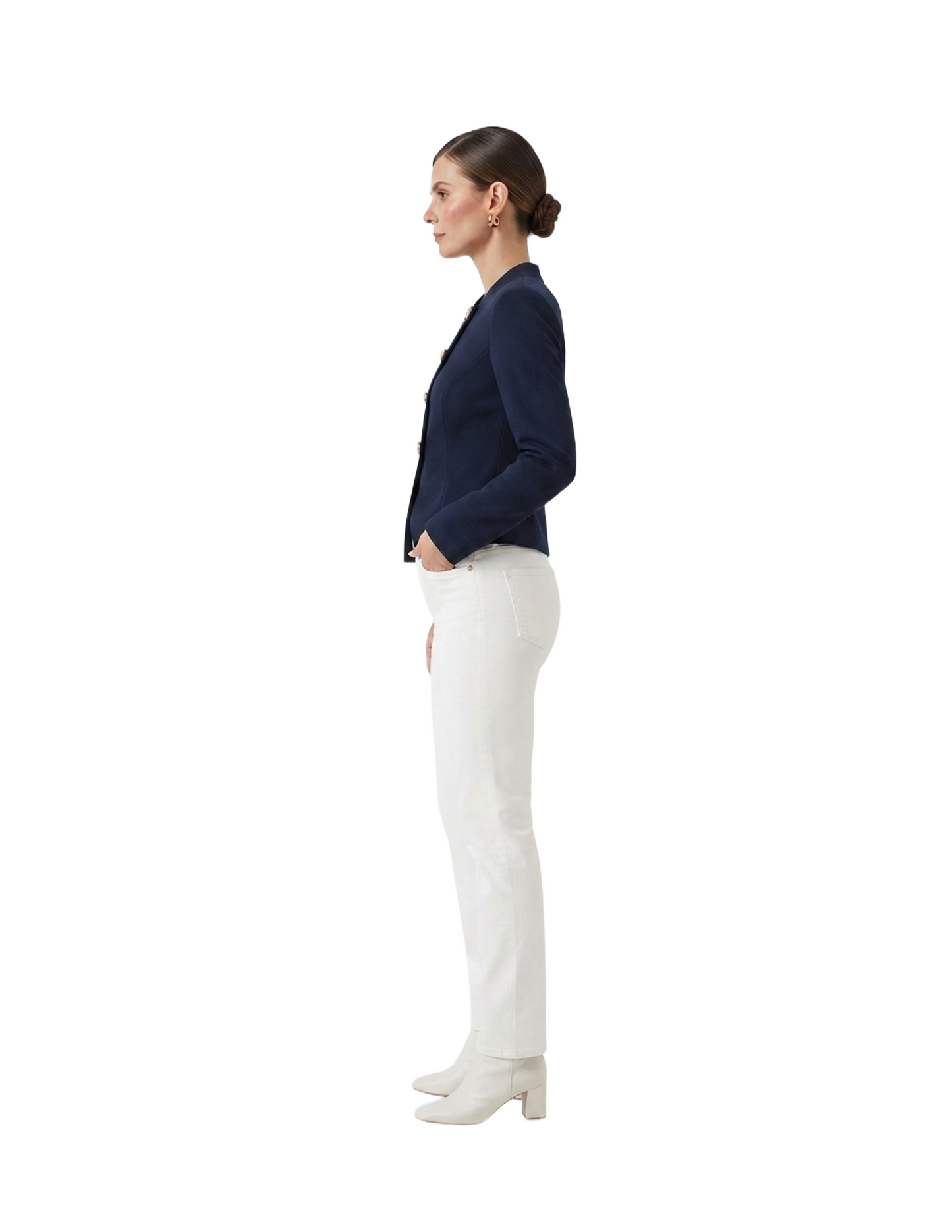 Saco azul moda estilo napoleon abotonado